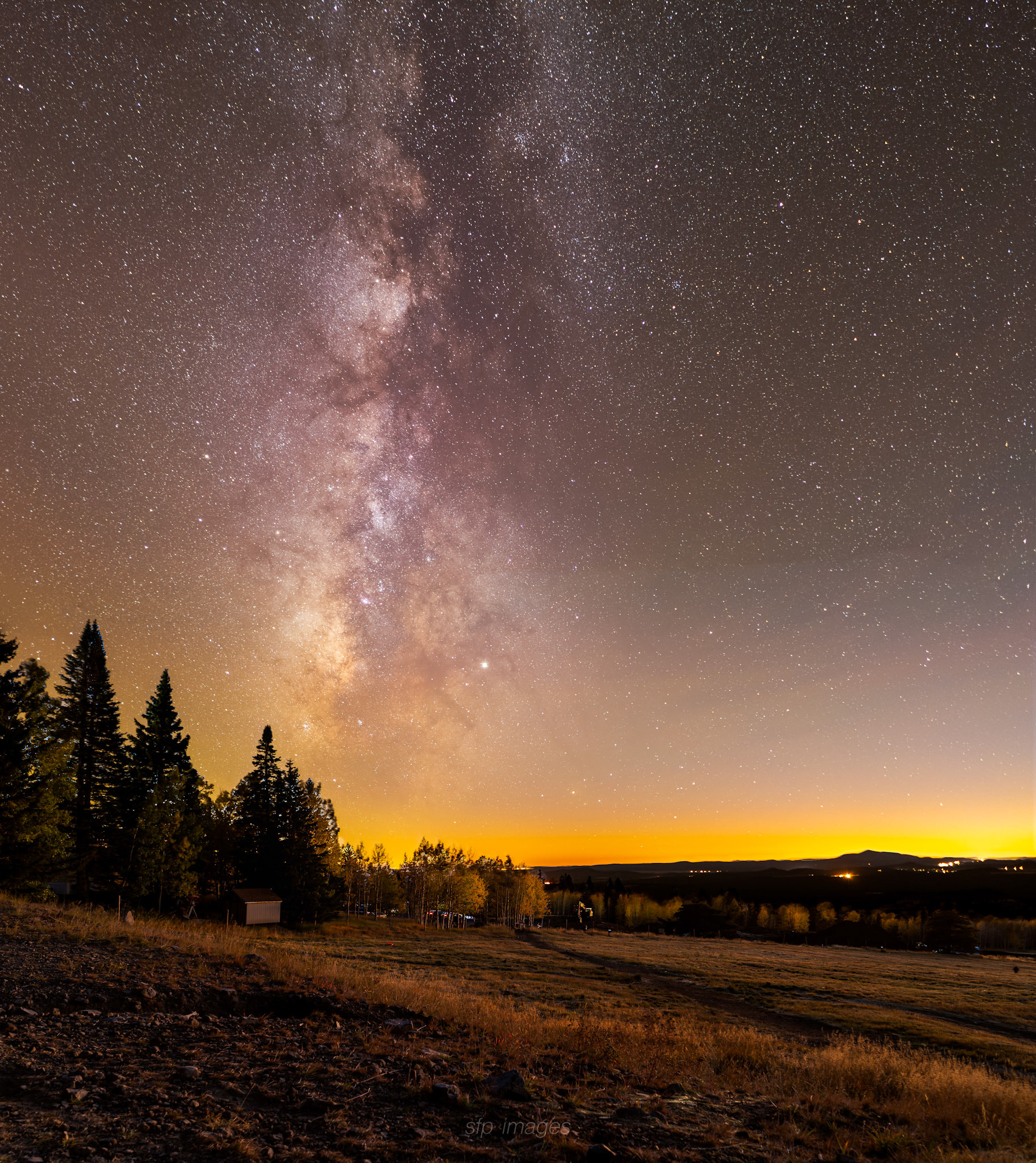 Made from 23 light frames by Starry Landscape Stacker 1.8.0.  Algorithm: Min Horizon Star Dupe