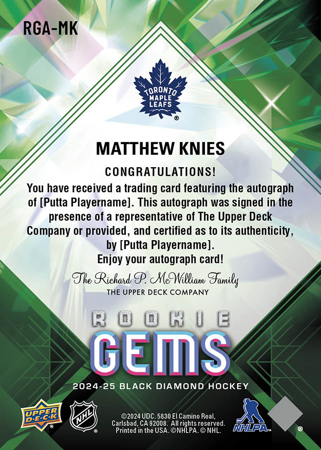 Back of Card: CMYK