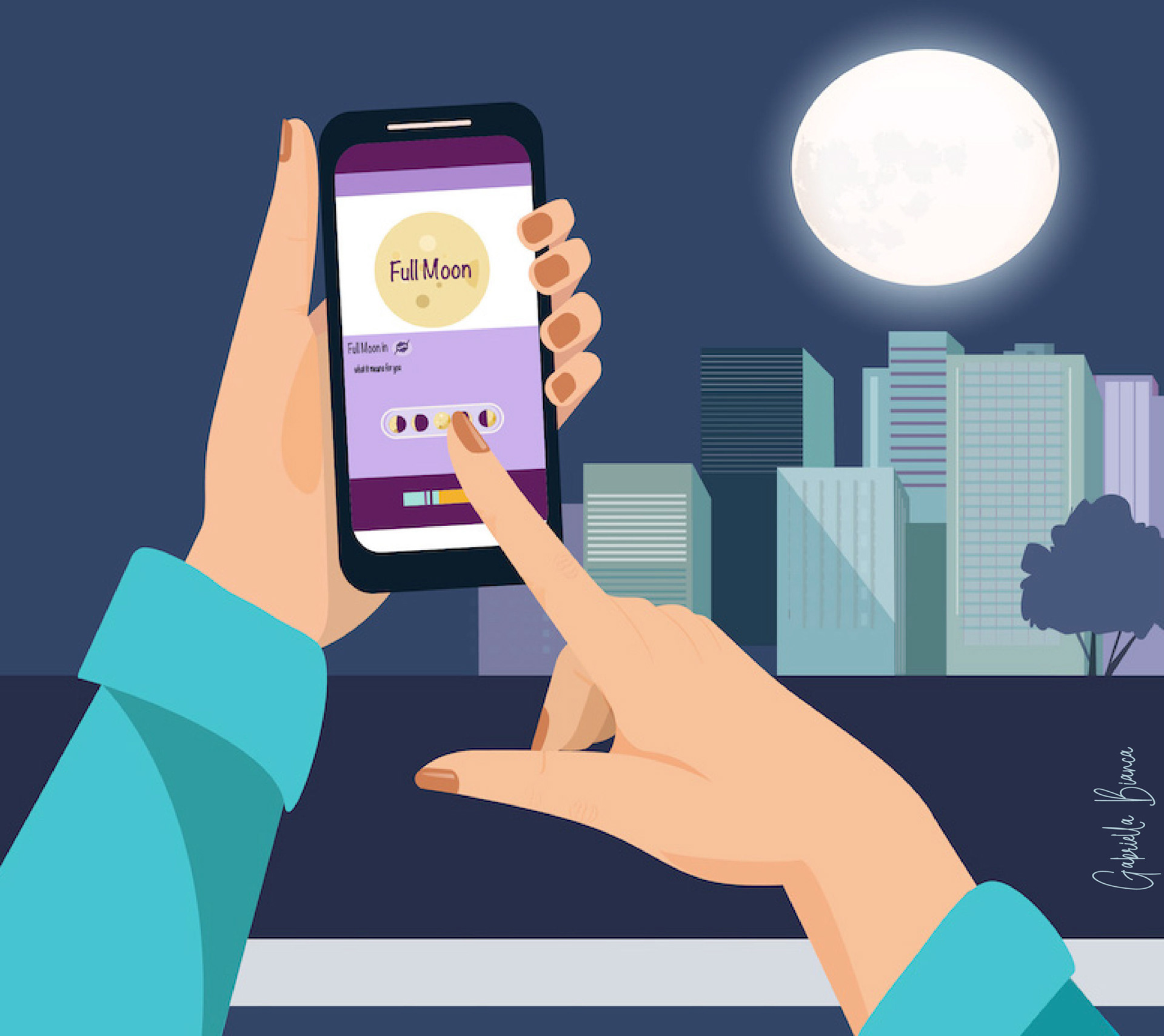 Illustration for a web app about Moon phases
