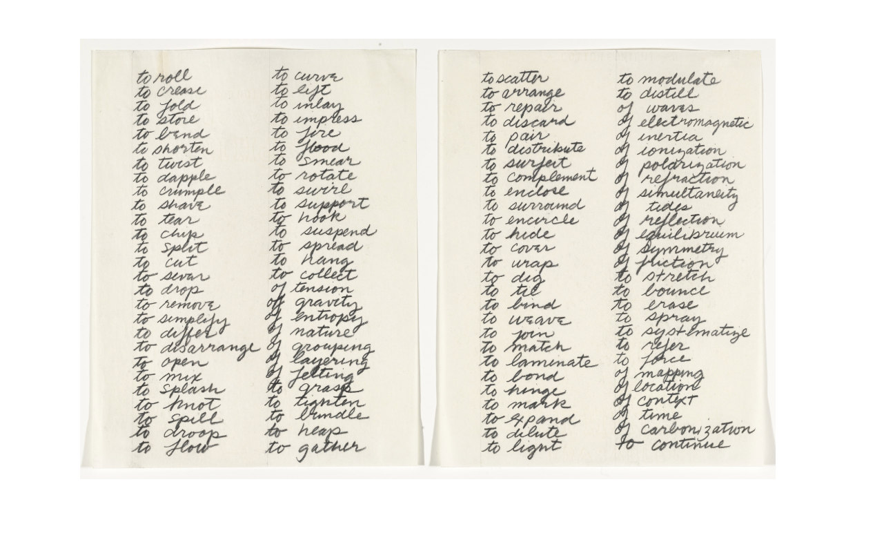 Richard Serra 'Verb List' 1967 from MoMa Website