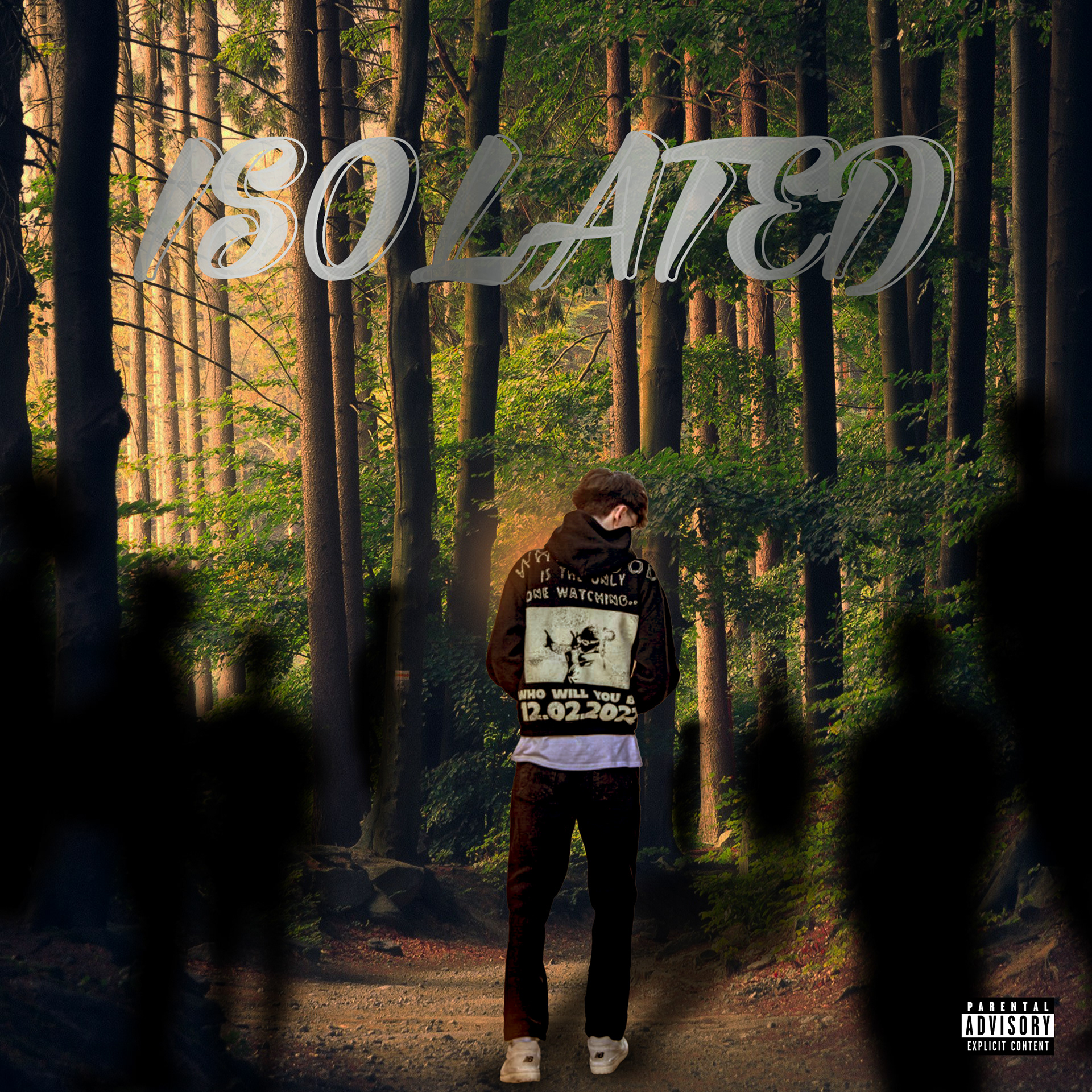 This was made for an album he relased this summer called "Isolated" I made this in photoshop, and used a lot of different blending tools and color changing effects. In order to create the black figures, I downloaded royalty free images of humans and turned the hue to black, and put a gausian blur on them.