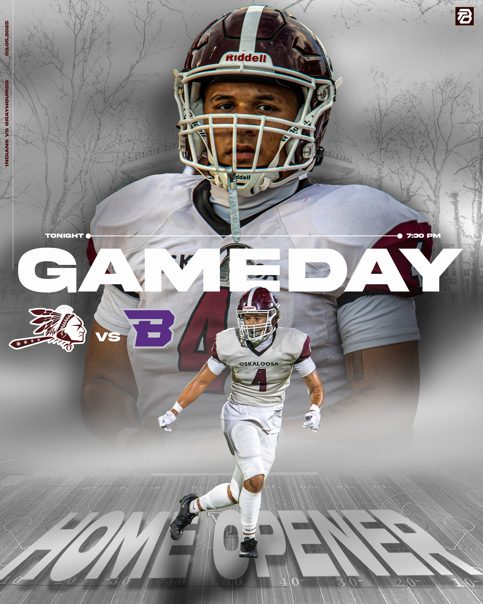 I made this graphic for a Week 2 matchup. I used Photoshop and mainly used tools like the gradient tool for the fade and the perspective tool for the text and the field. 