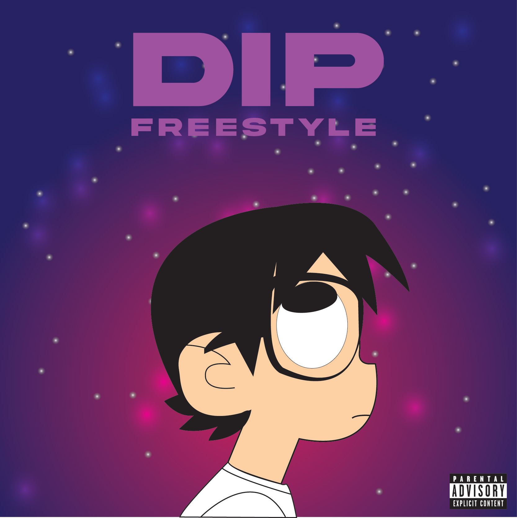 This was for a single he released this summer called "DIP FREESTYLE" I made this in illustrator and utlized tools like the pen tool to create the head. I also used the triangle tool to create the hair. For the background, I used a gradient and for the stars, it was the symbol clone tool.