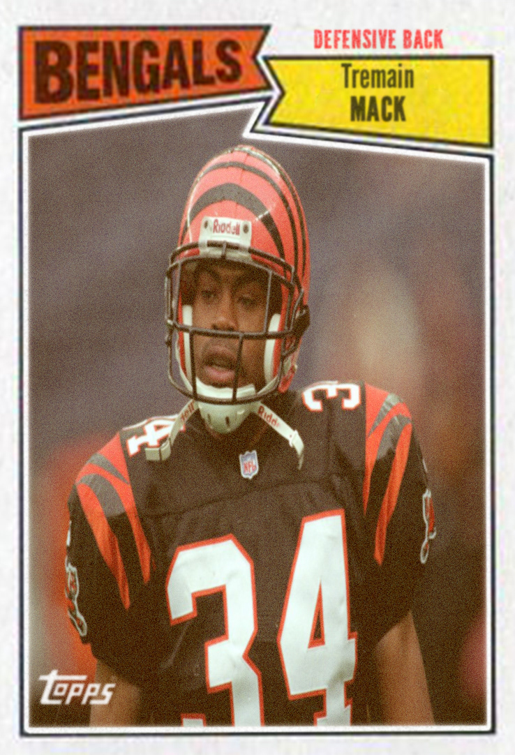 Faux Topps football card of Tremaine Mack from the Cincinnati Bengals