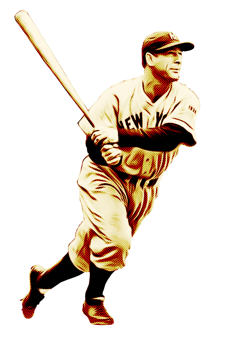 Illustration of Lou Gehrig swinging a bat