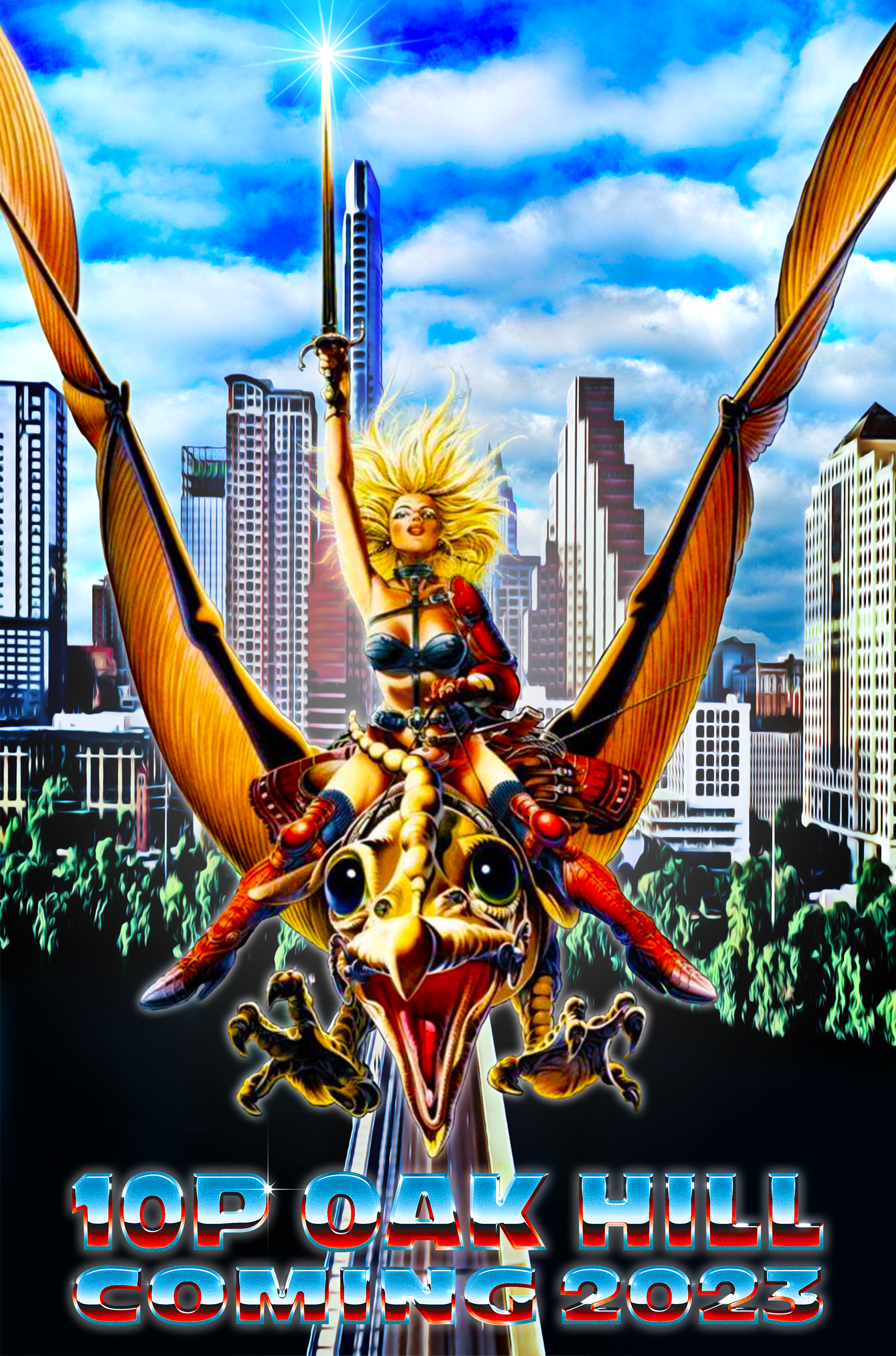 A sword and sorcery, "Heavy Metal" magazine-themed flyer for the grand opening of 10th Planet Jiu-Jitsu Oak Hill in 2023