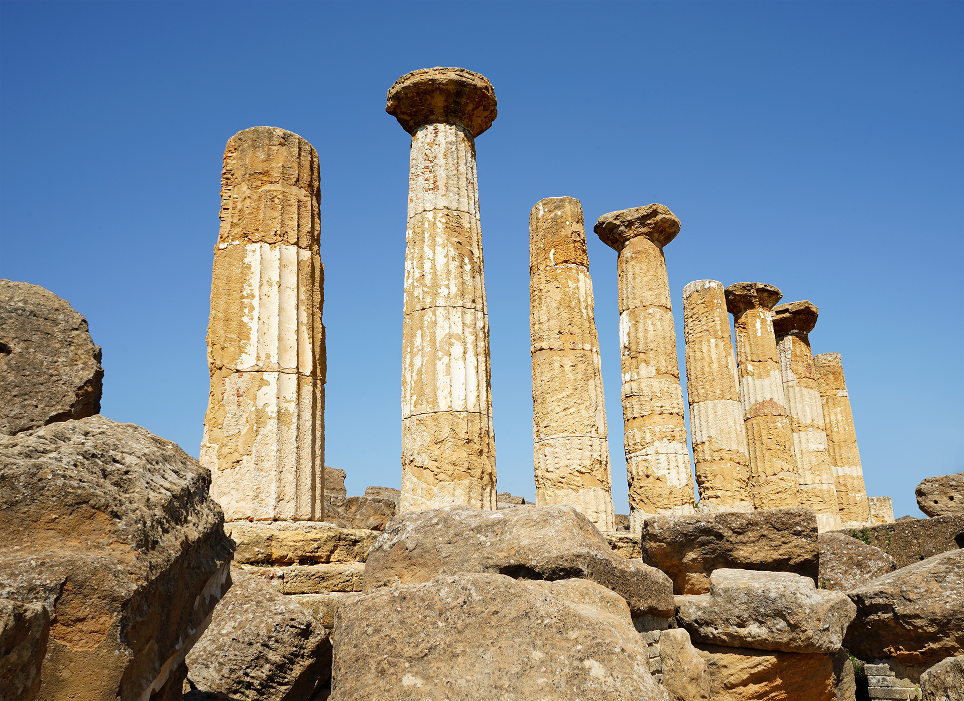 Columns at the ruins of the Temple of Heracles, Agrigento, Sicily