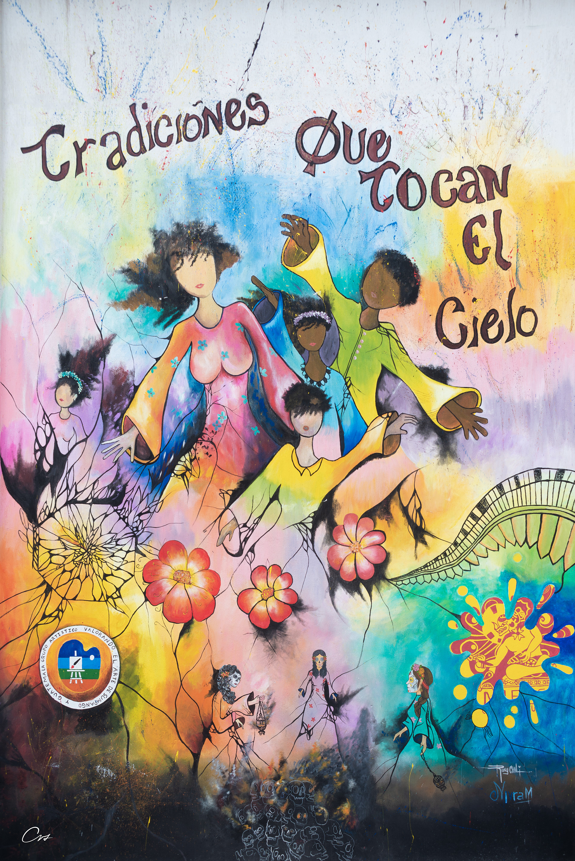 TÍTULO: EL BAILE DE LOS GIGANTES. ARTISTAS: GARY WILSON SOTZ CATU, LISBETH ROXANA CHALI, ANGEL SAL, KEVIN OTZOY SALVADOR