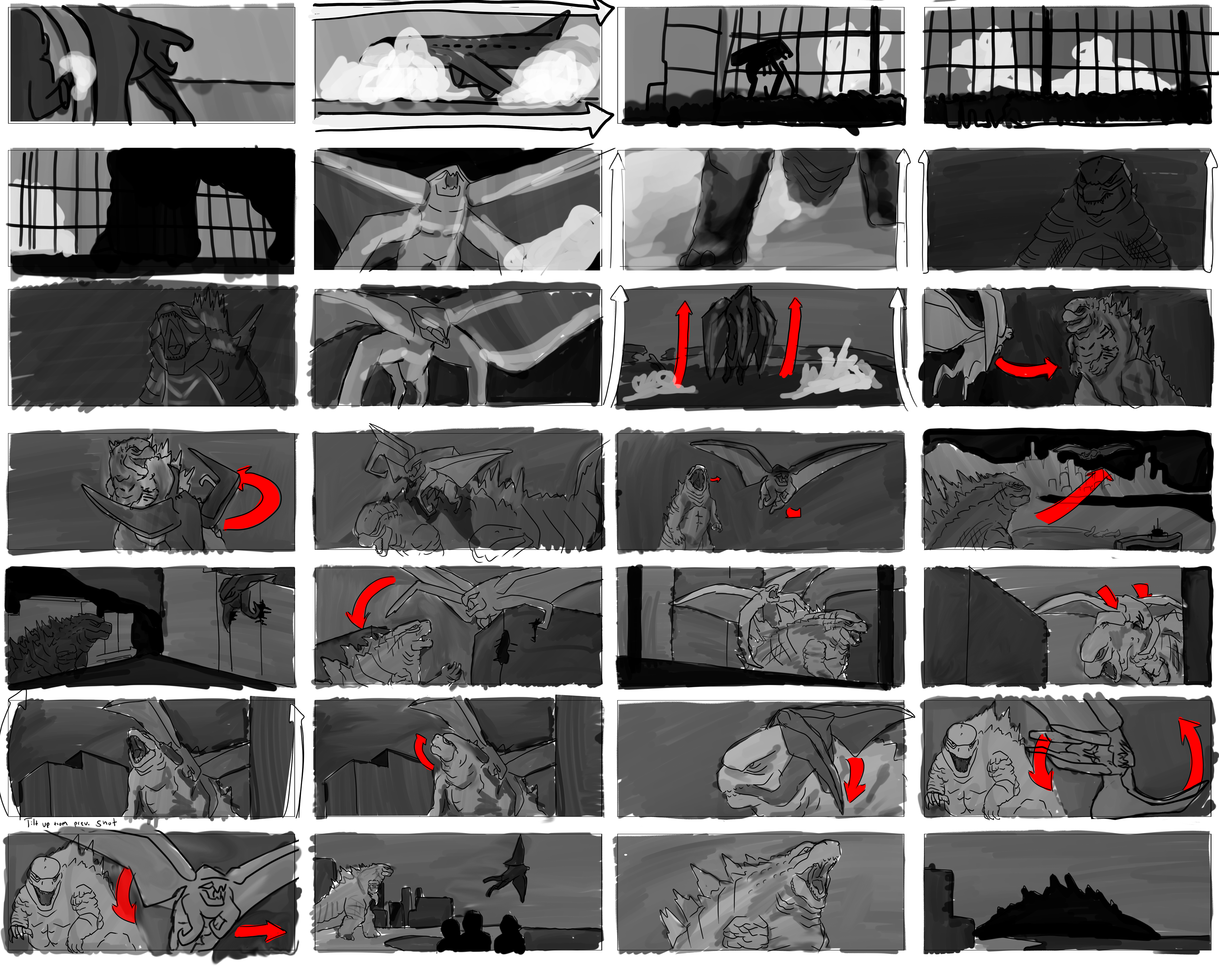 Godzilla (2014) - Original Fight Scene (Who Wore it Better Assignment) Storyboards