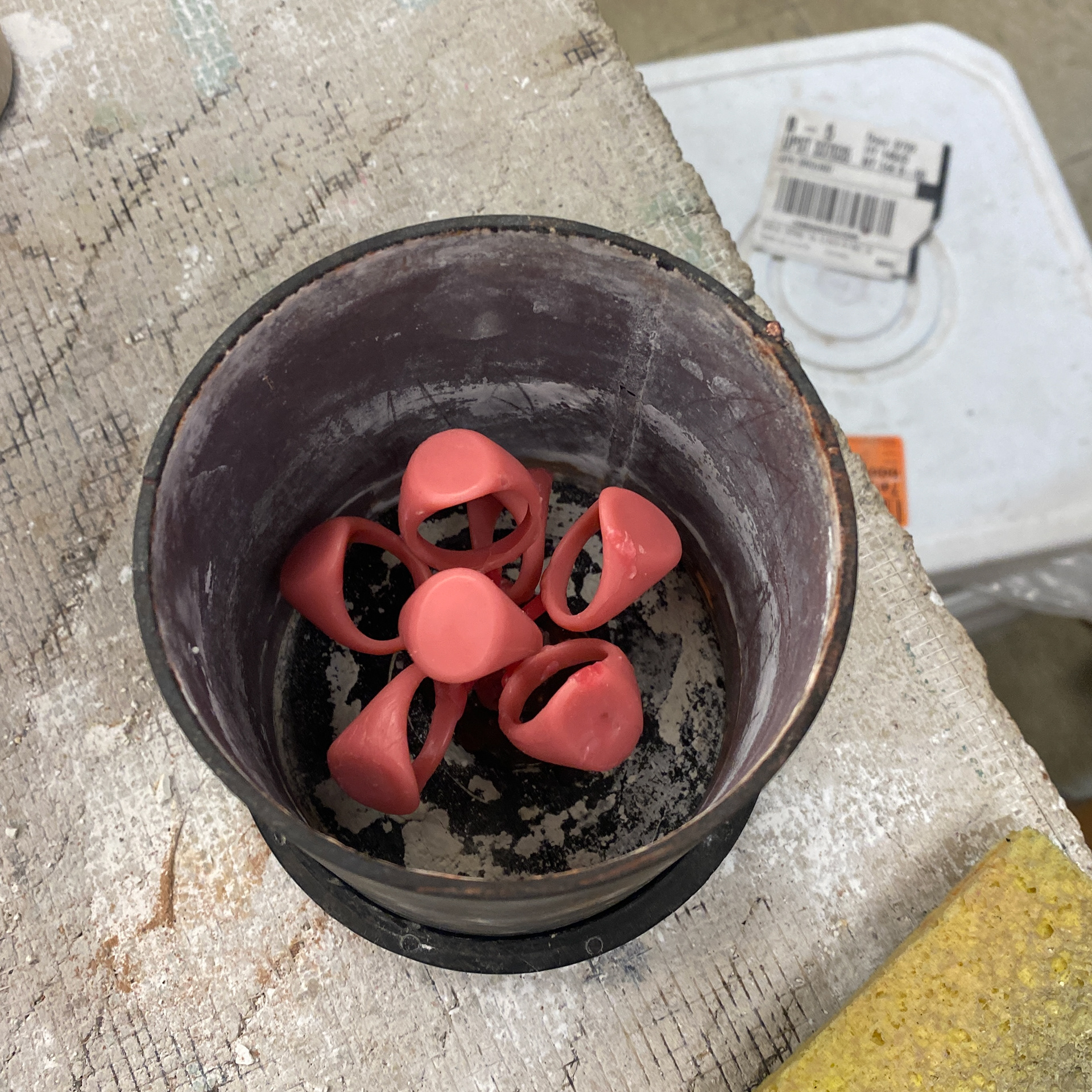 The wax copies are prepared for being molded in investment.