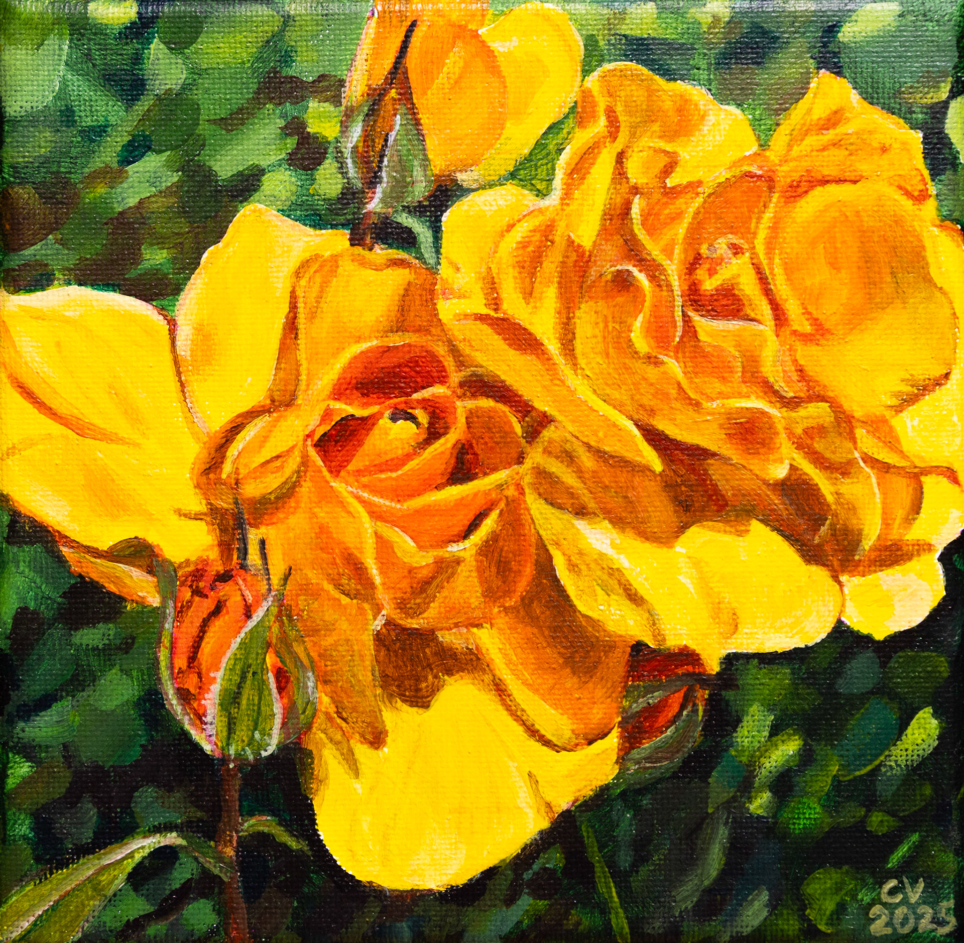 Golden Pair - 6"x6" acrylic on canvas. Available