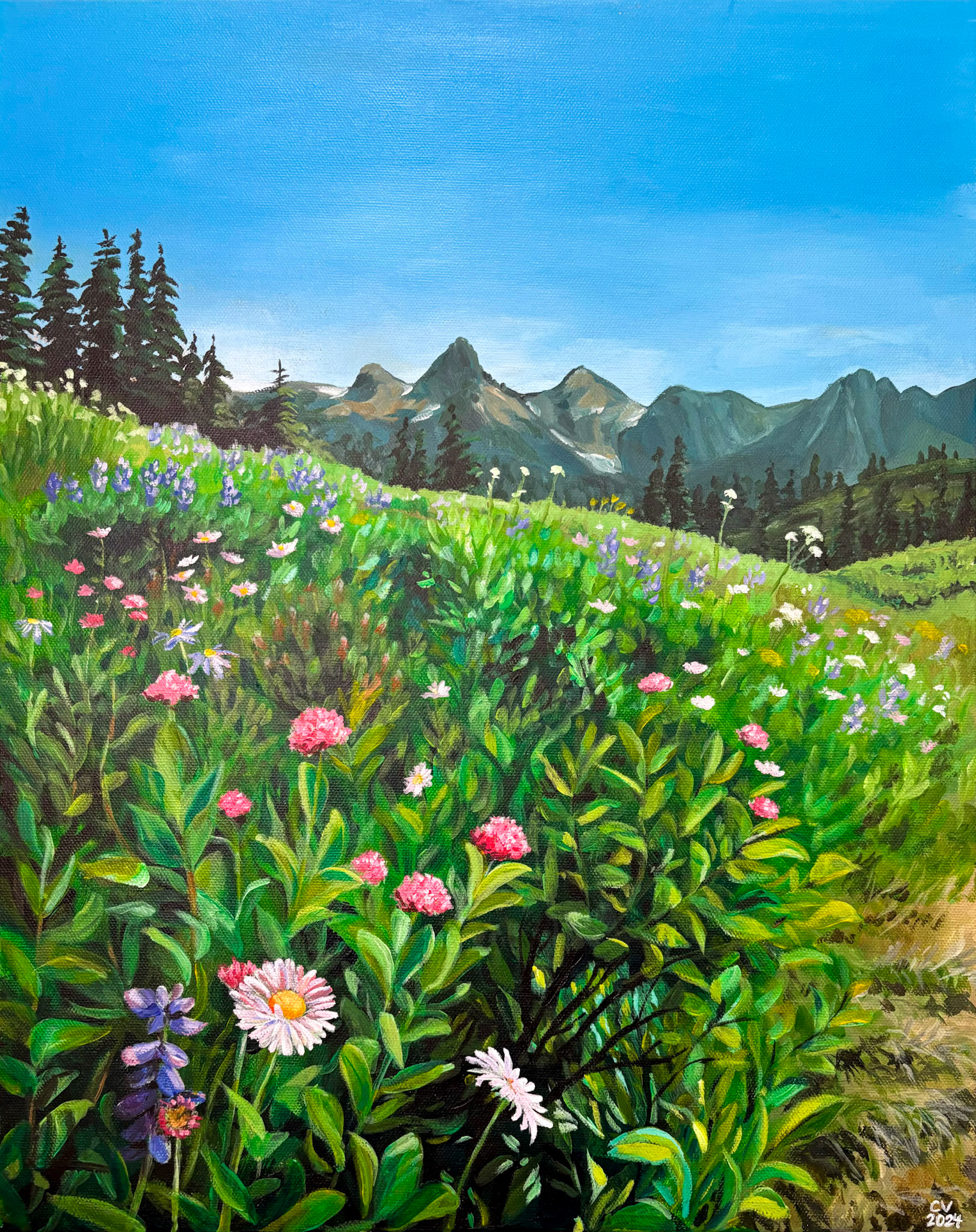 Alpine Meadow - 16x20" Acrylic on canvas - Available