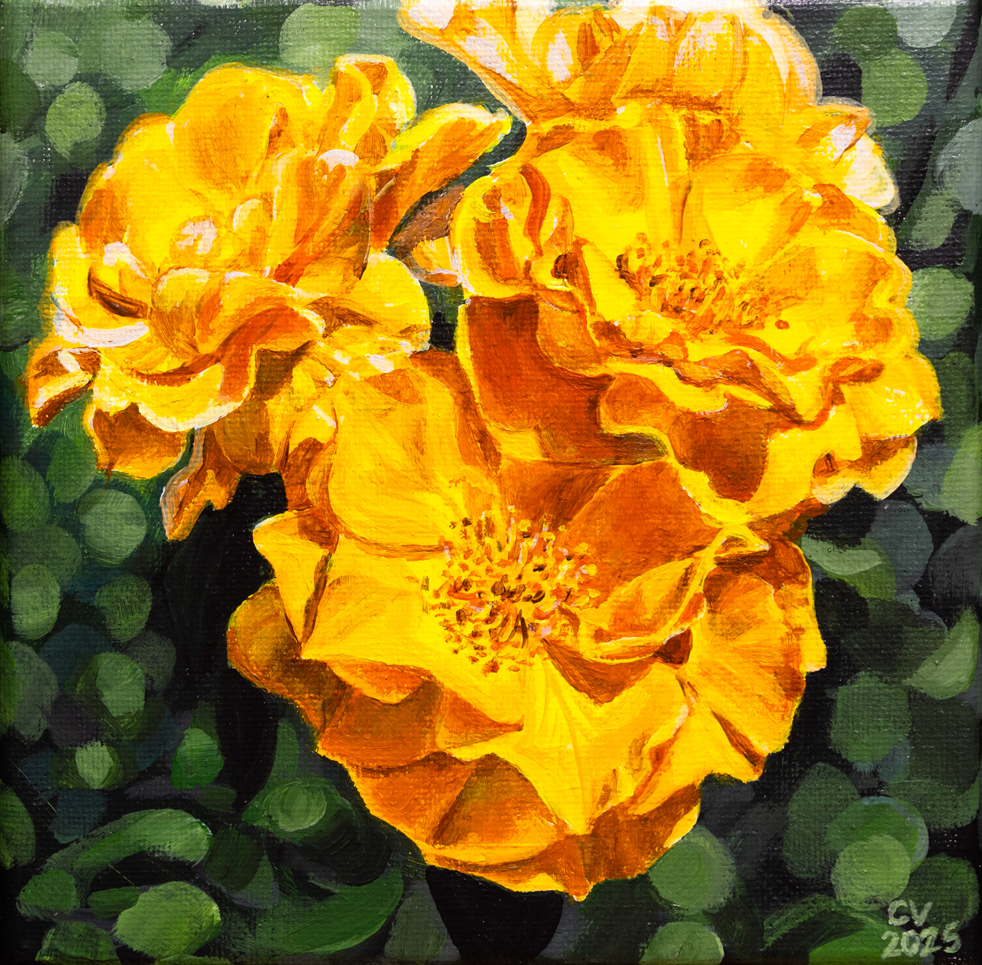 Sunshine Petals - 6"x6" acrylic on canvas. Sold