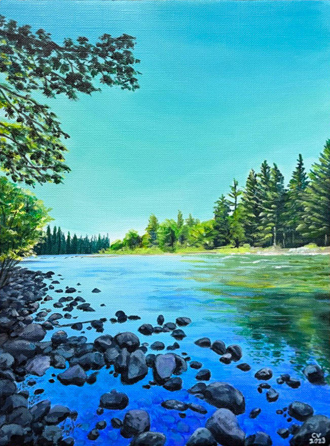 Tranquil River - 11x14", acrylic on canvas.