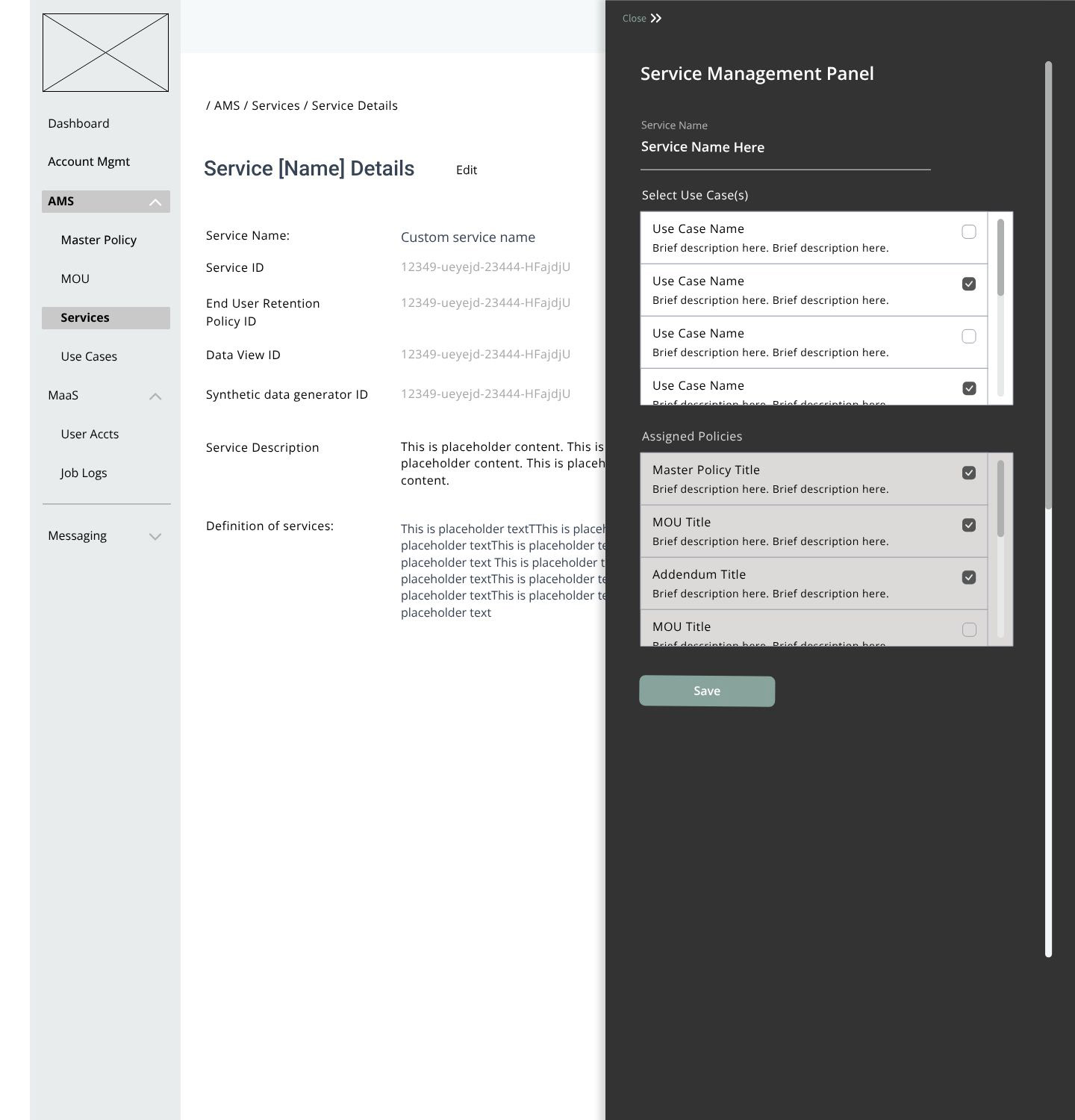 Panel approach - Object associations: AMS Panel