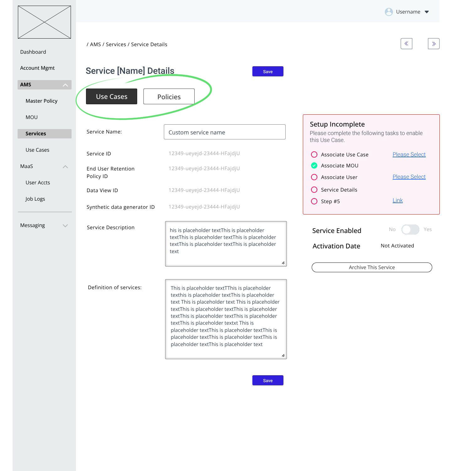 Tabbed approach - Object associations