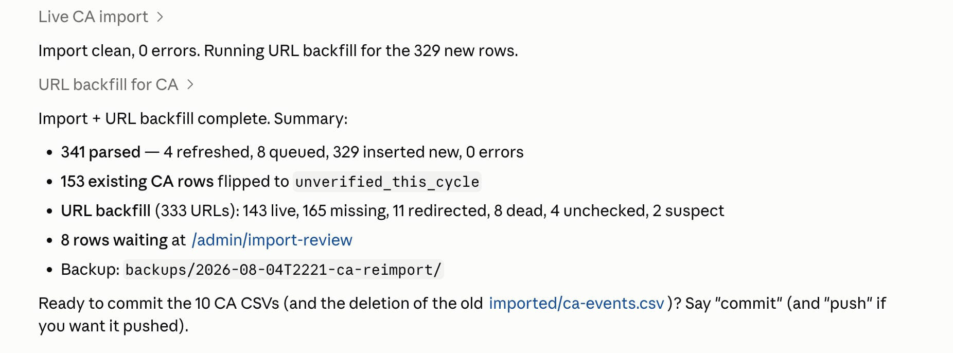 CSV importer sample via Terminal and Code