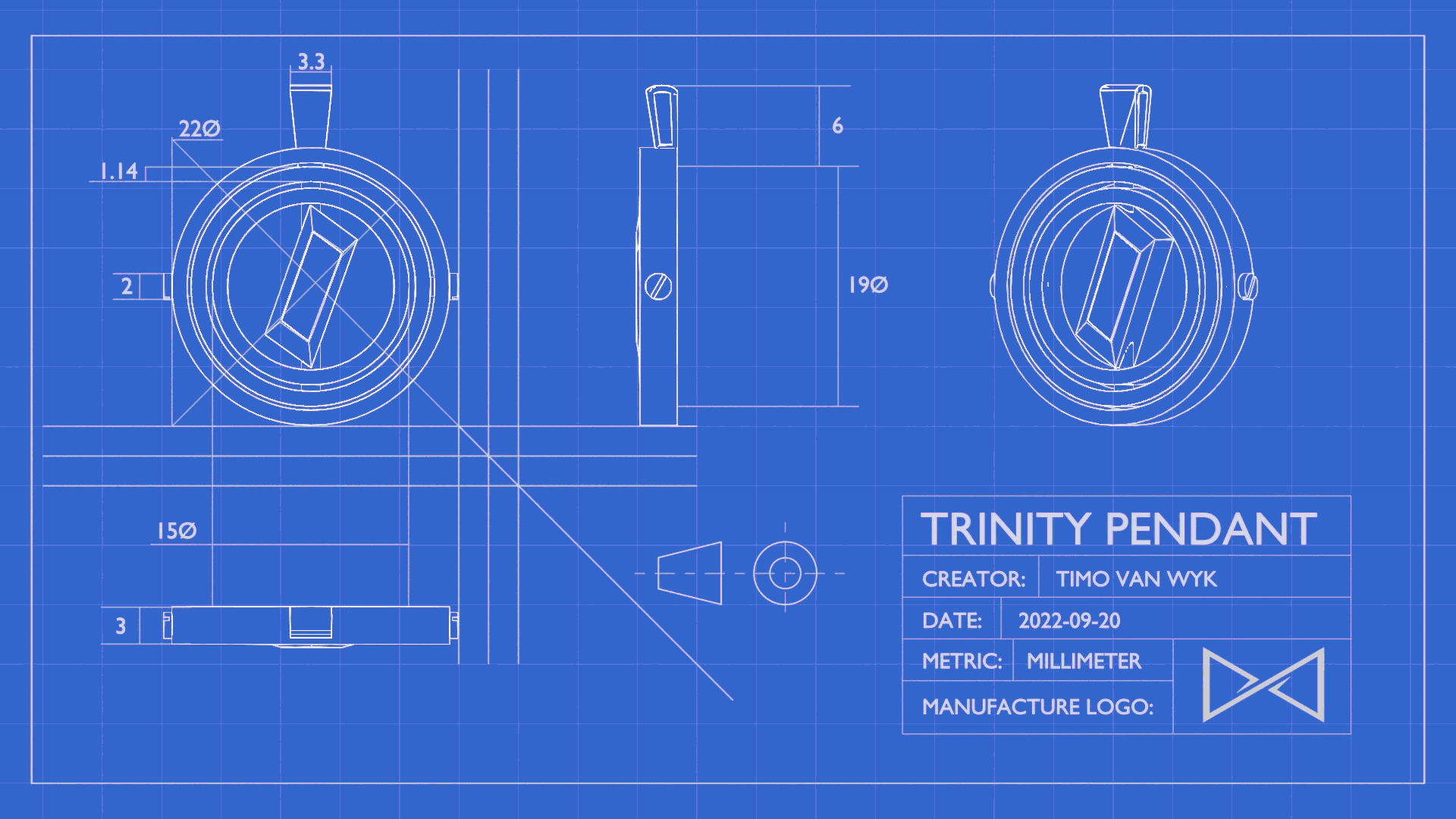 Gyro Scope Pendant animation blueprint of kinetic jewellery