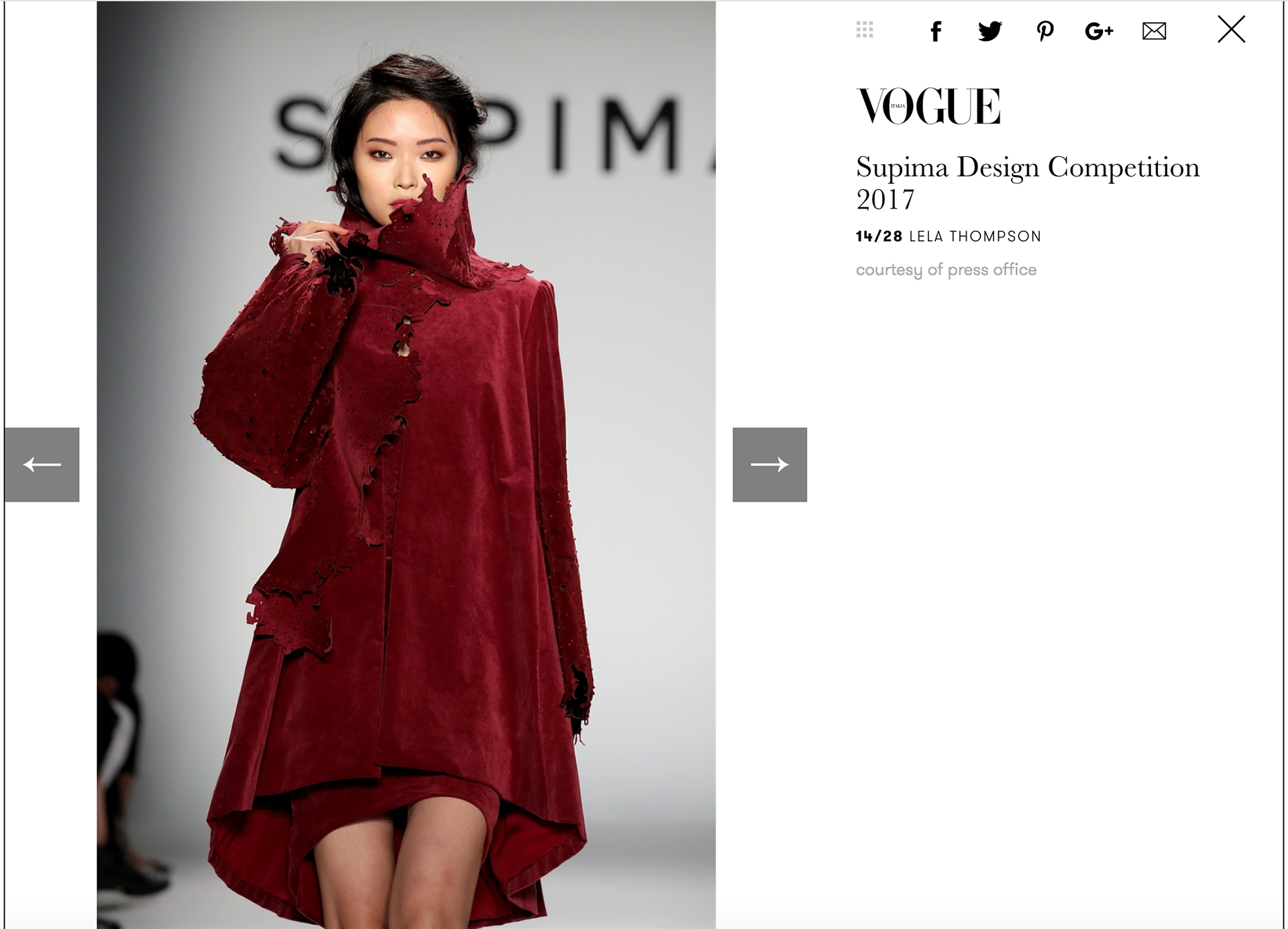 Vogue Italia article featuring my Supima Collection