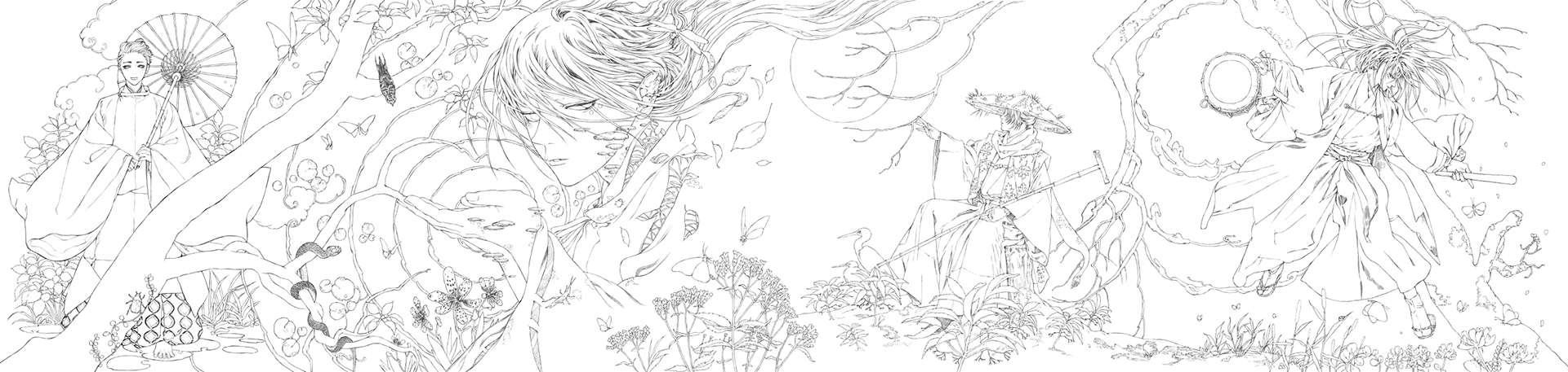 画集「結-Musubi-」書き下ろしイラスト線画/2017