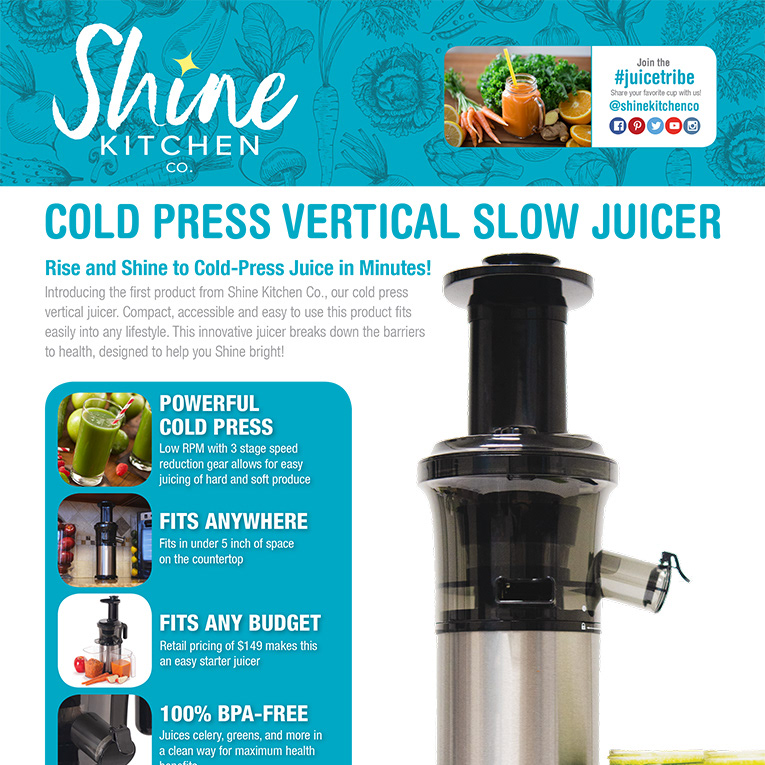 Shine Kitchen Co. Cold Press Vertical Slow Juicer