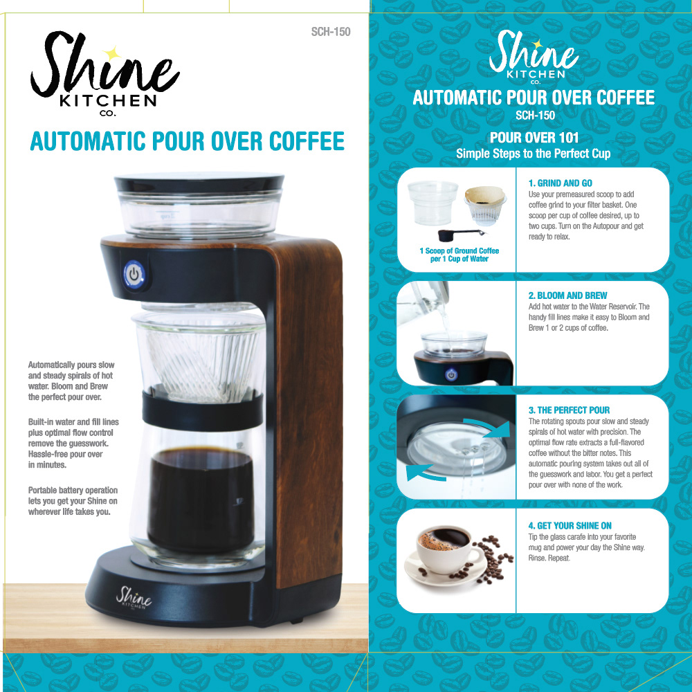 Shine Kitchen Co. by Tribest SCH-150 Automatic Pour Over Coffee Maker New  in Box