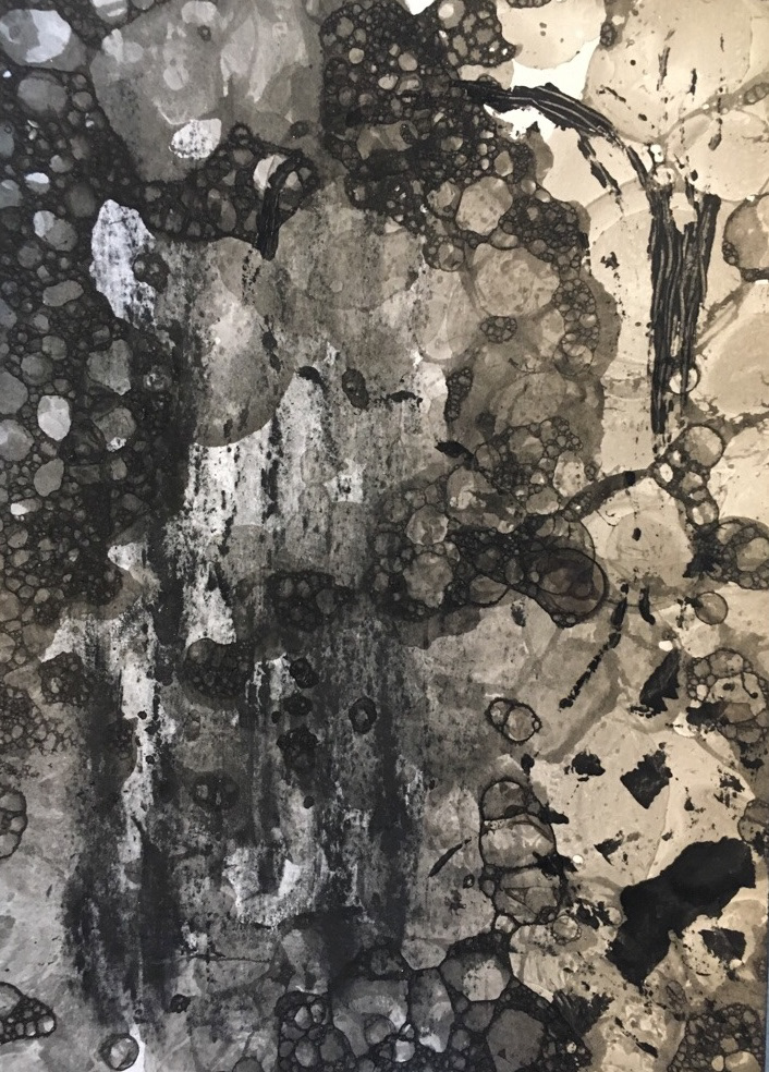 Absquatulate apoptosis 02. Coal, ink on paper. 15 x 21cmm.  SOLD.