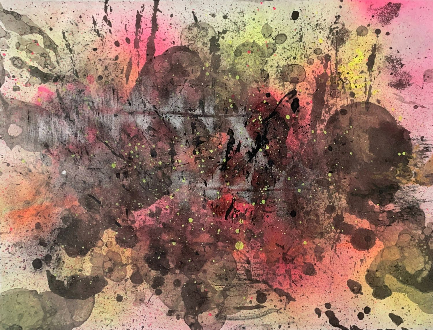 Commensalism I. Ink, spray, markers on paper. 24 x 32 cm.