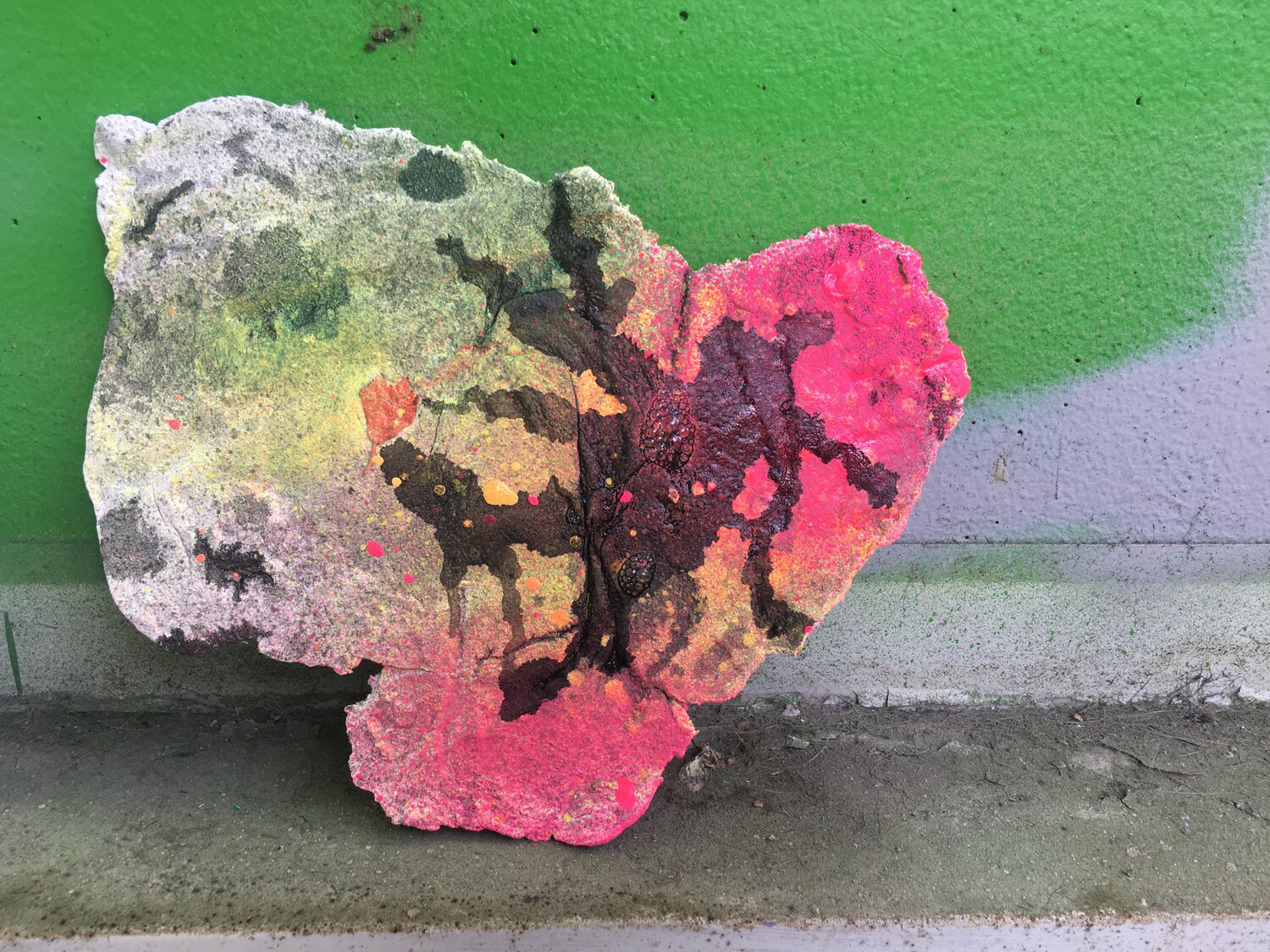 Clay, spray, ink, marker