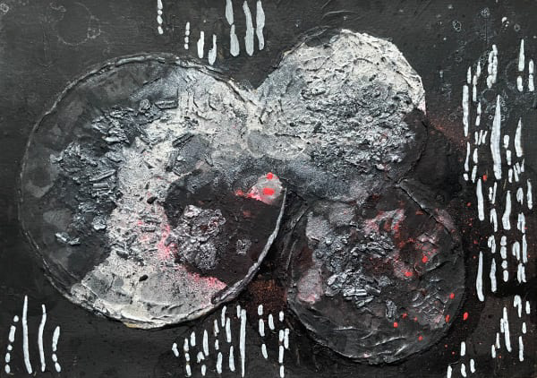 Halcyon IV. Coal, acrylic, ink, marker on paper. 15 x 21 cm. SOLD.
