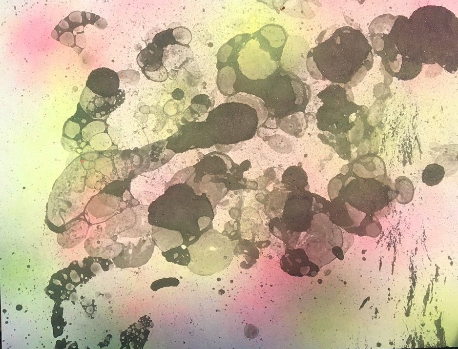 Neon 03.  Ink, spray on paper. 24 x 32 cm.