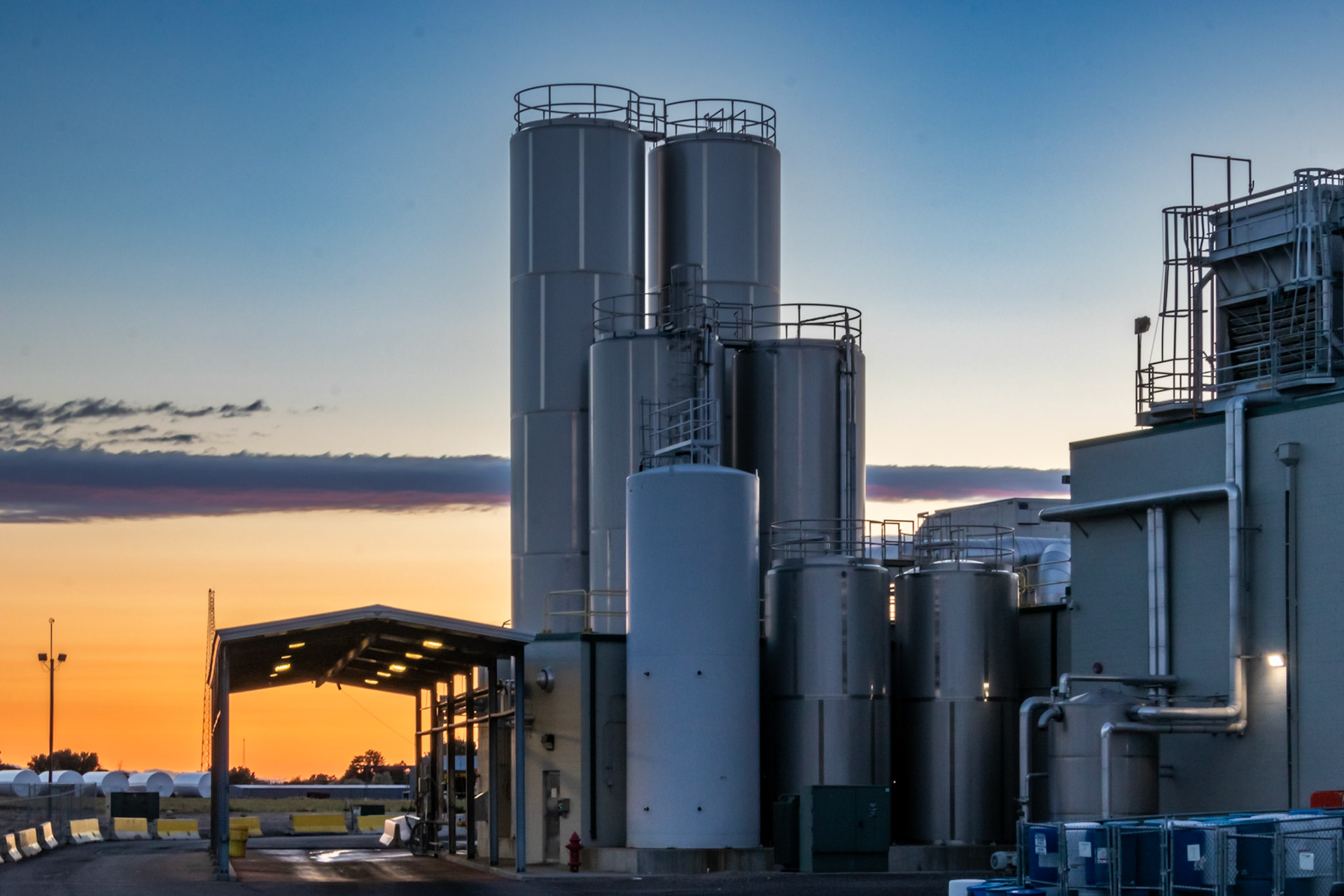 Sunset over Processing plant