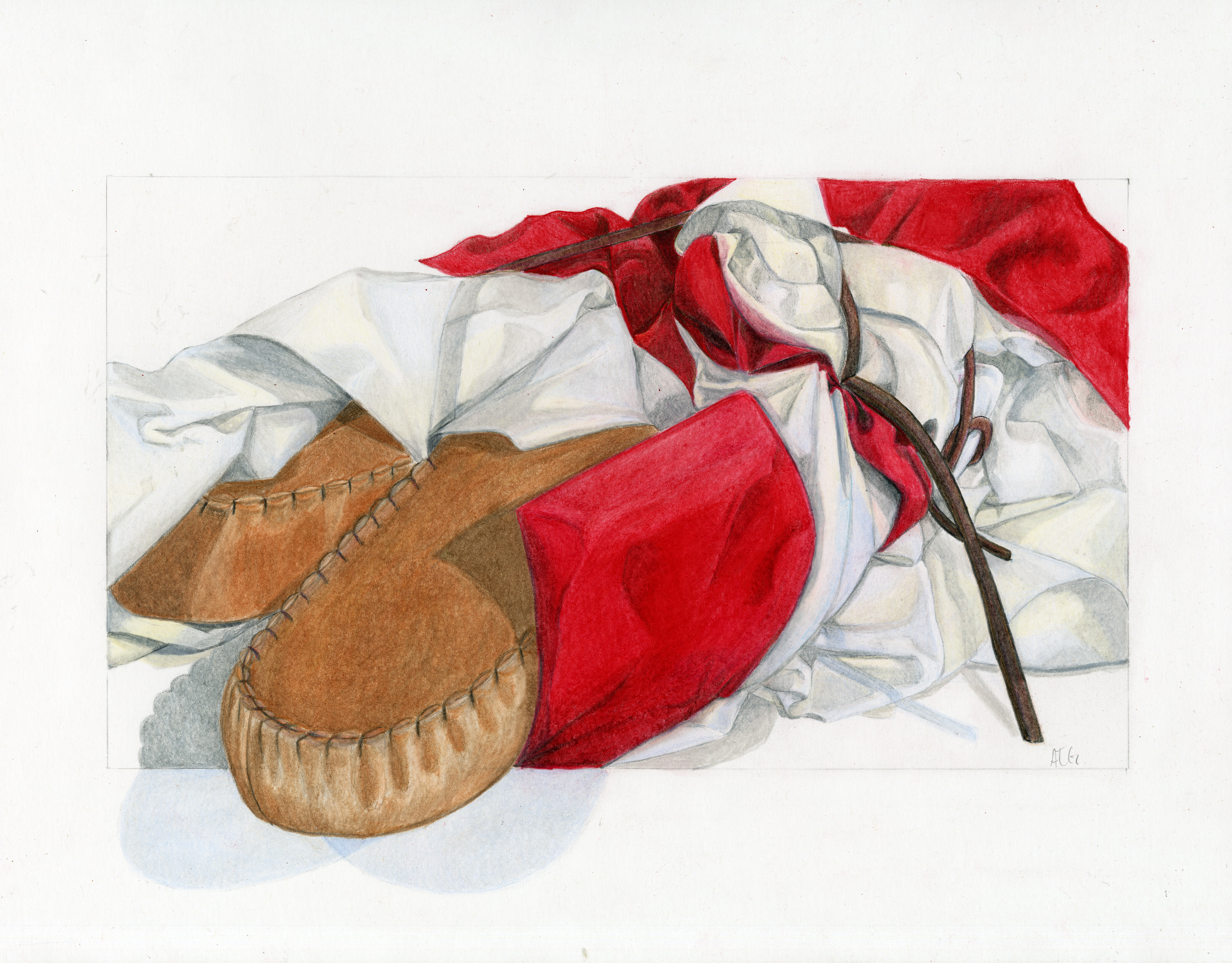 Moccasins and Flag / Color Pencil
