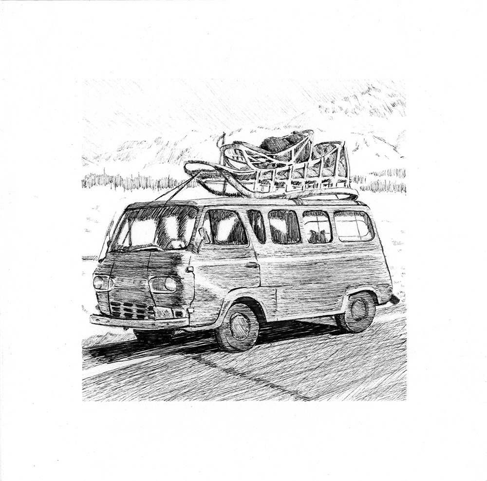 Dog Sled Series Image 2, Inking, 5x5