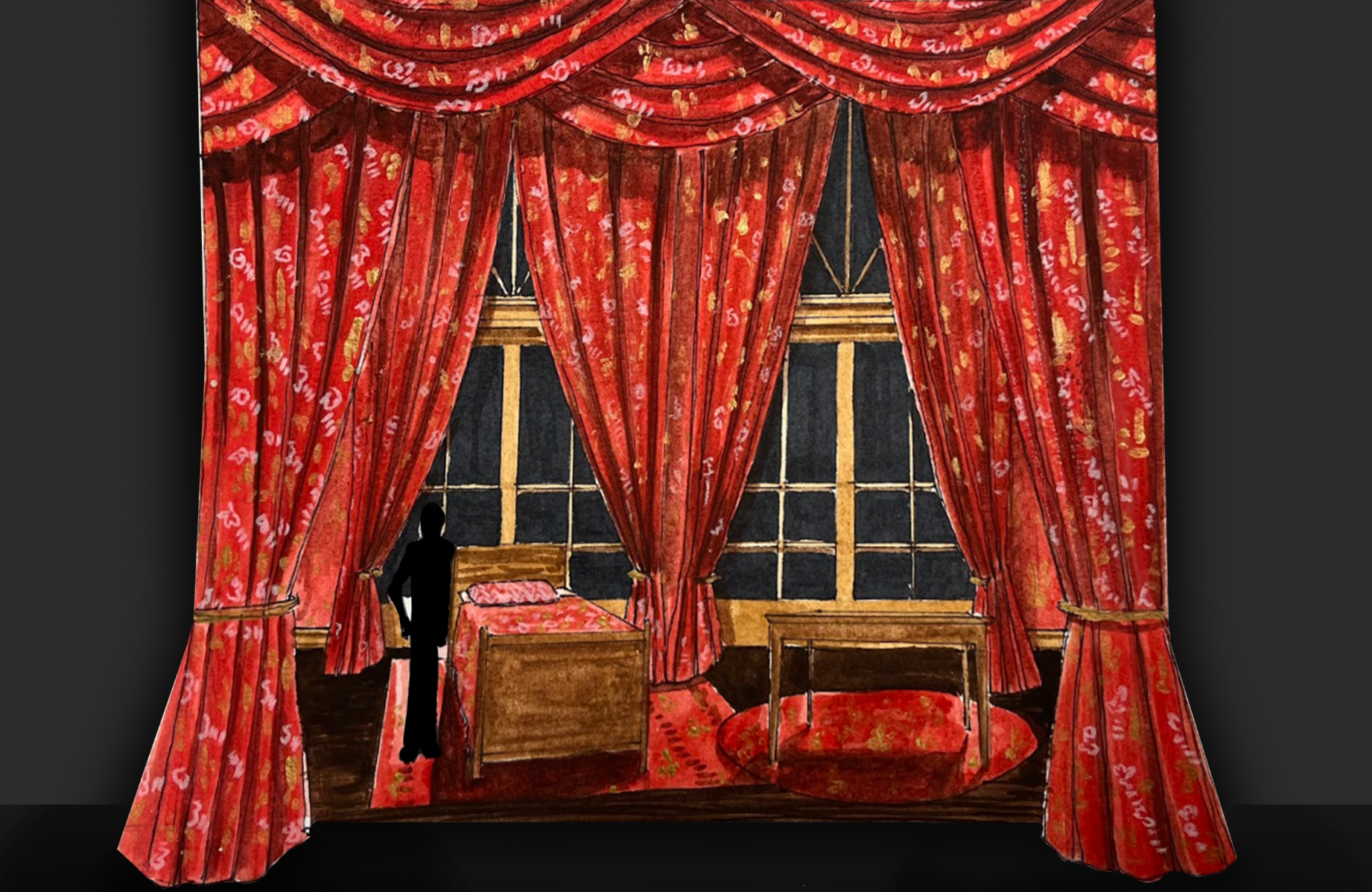 Theoretical Design Rendering of Gianni Schicchi Watercolor on paper