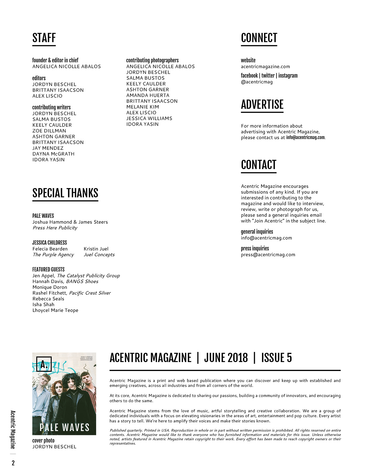 Acentric Magazine Vol. 1 Issue 5 (TOC) 