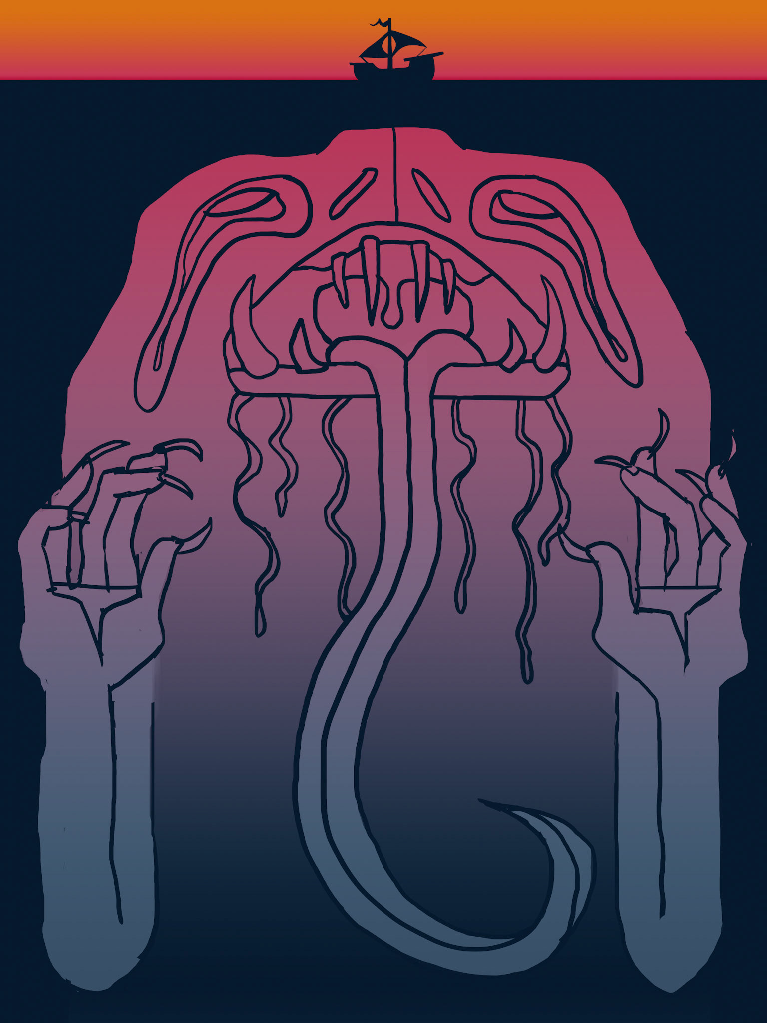 "Leviathans lurk in the past" - Digital illustration.