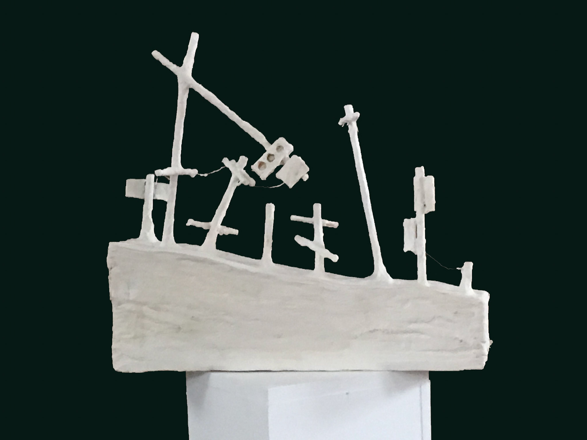 "Terabithia in the summer of 2016" - Plaster, thread, wood, masonite.