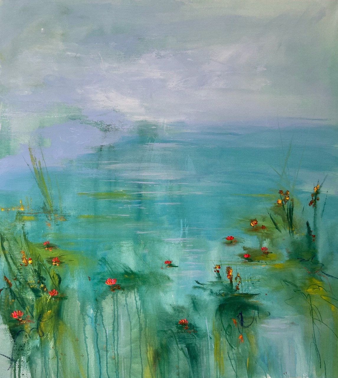 Quiet Among The Lilies 85x95cm