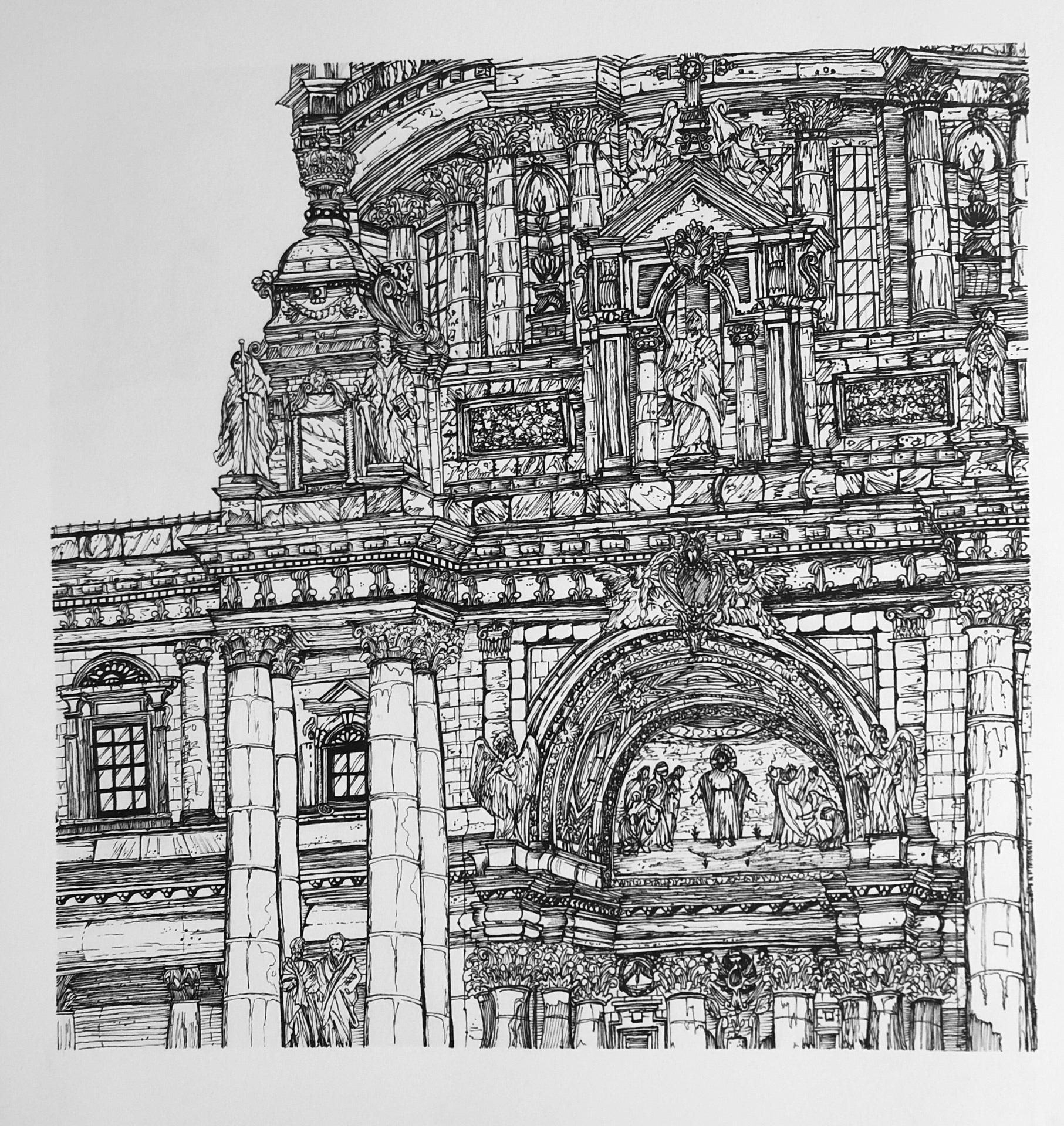 The Berliner Dom, pen and ink