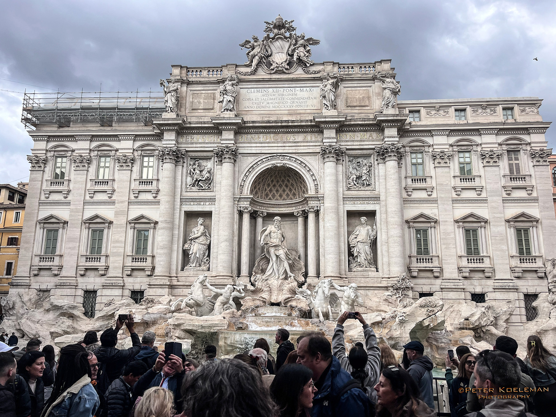 Large Crowds at the Trevi Fountain in Rome