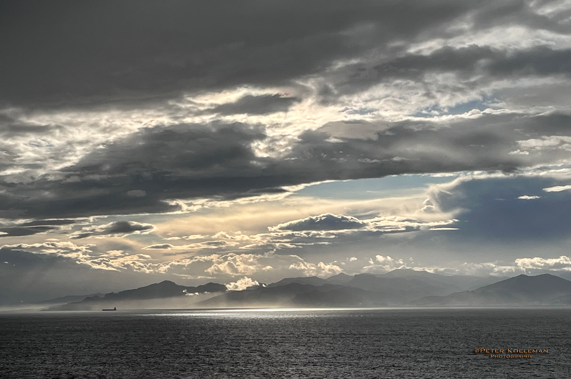 Freighter in the Strait of Messina