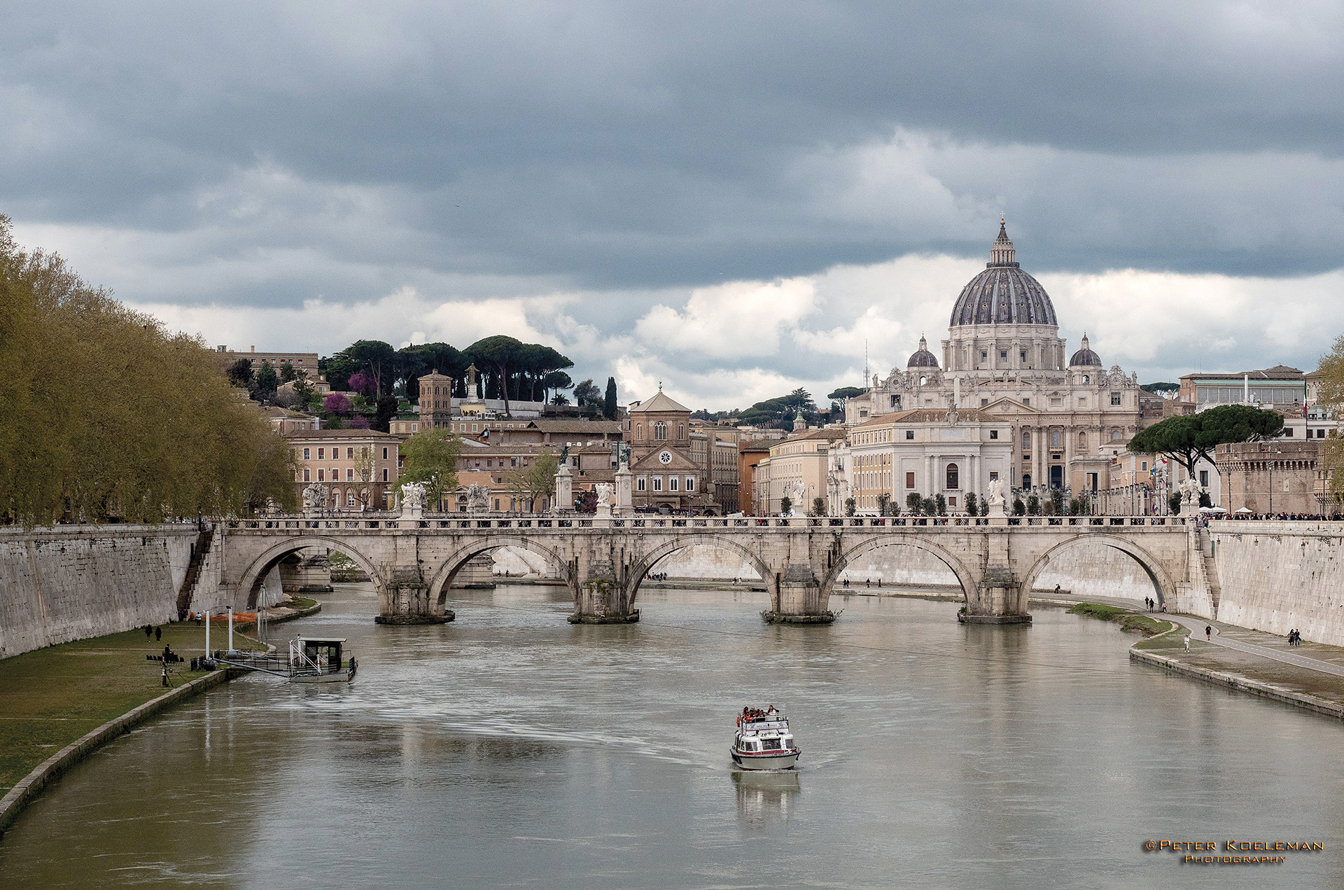 St. Peter’s Basilica in the Vatican from the Tiber River