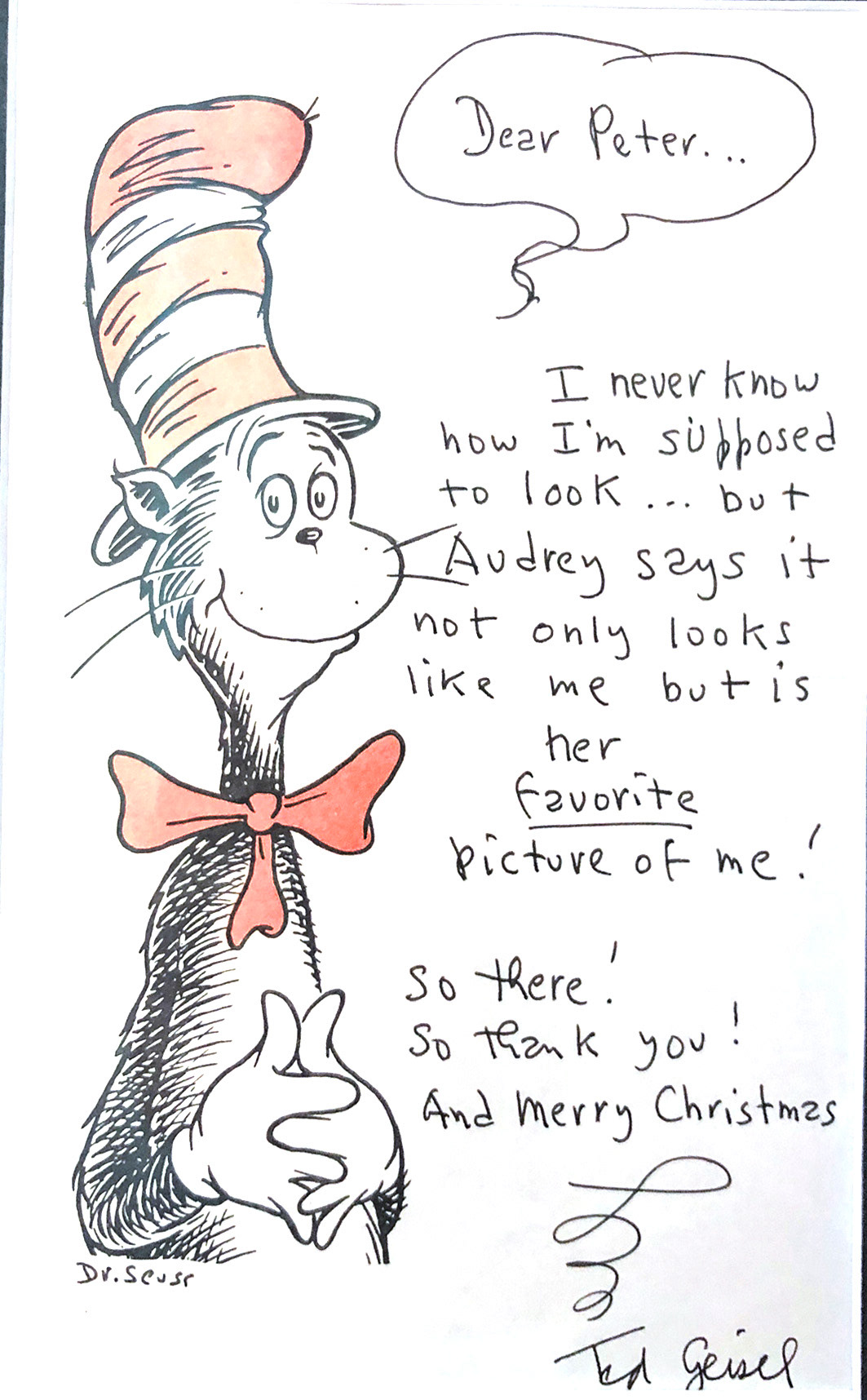 Letter from Ted Geisel A.K.A Dr Seuss