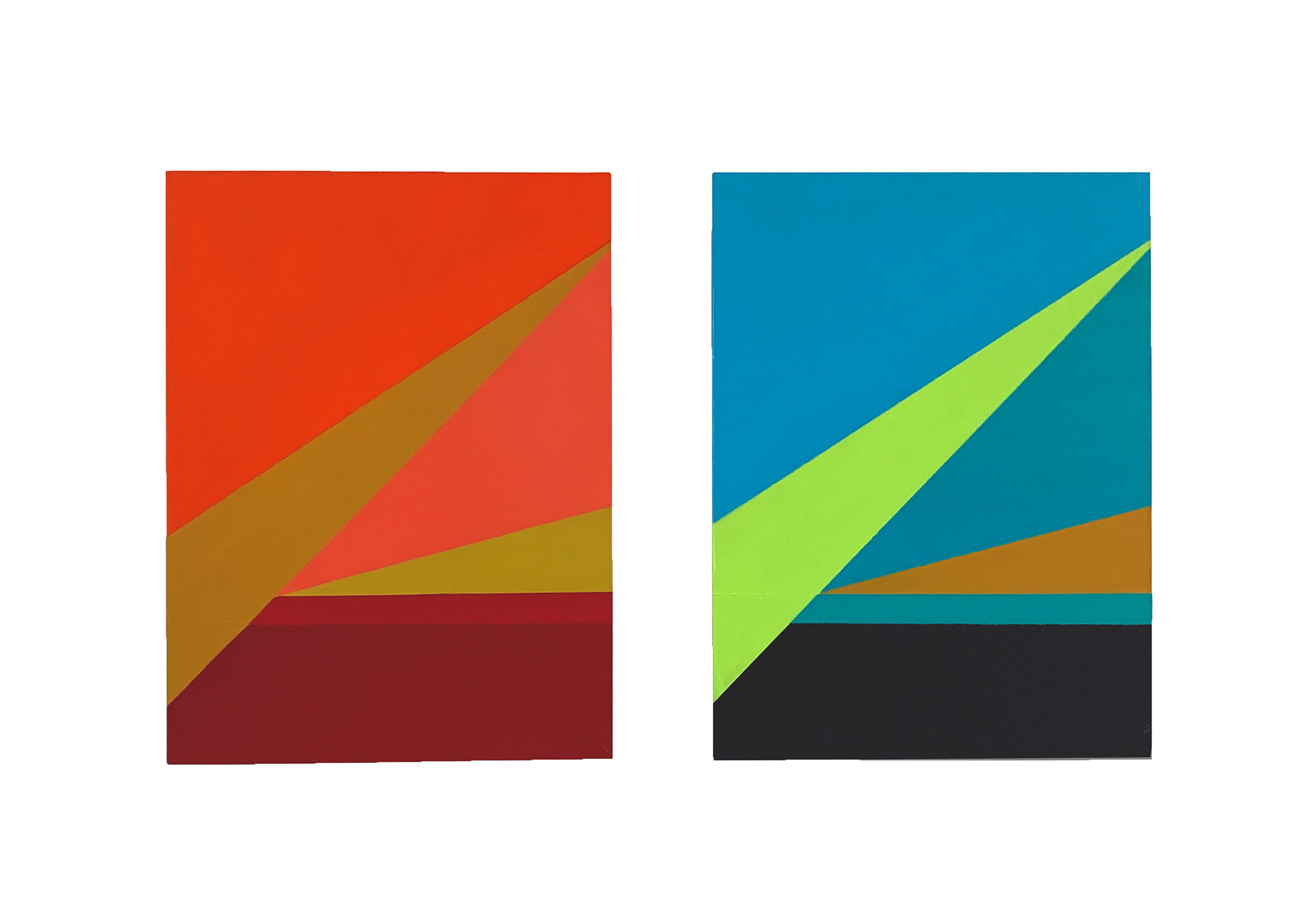 Untitled (Two of a kind), 2021. Acrylic on wood block, each 8 x 10 inches.