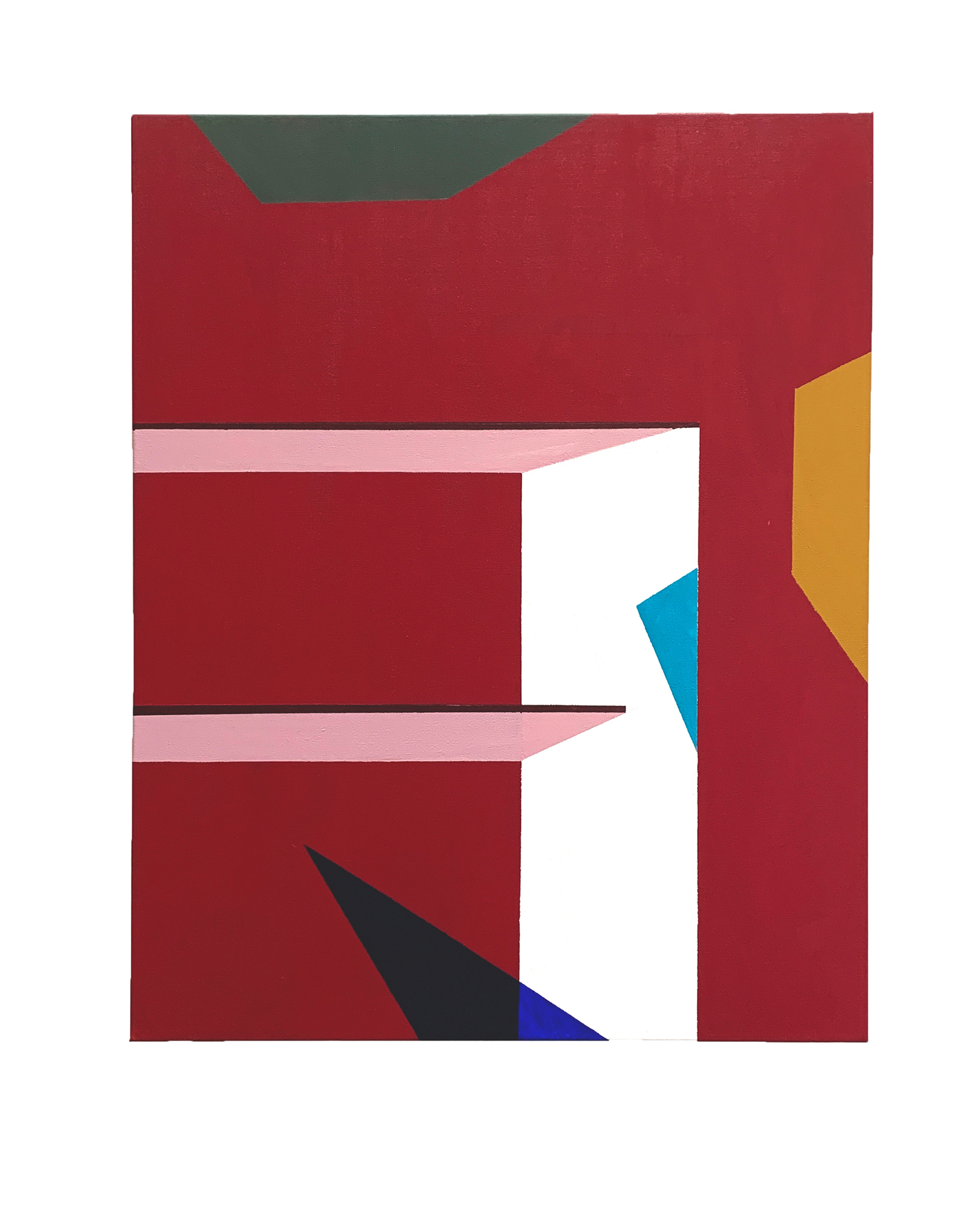 Untitled (shelves), 2021. Acrylic on canvas, 24 x 30 inches.
