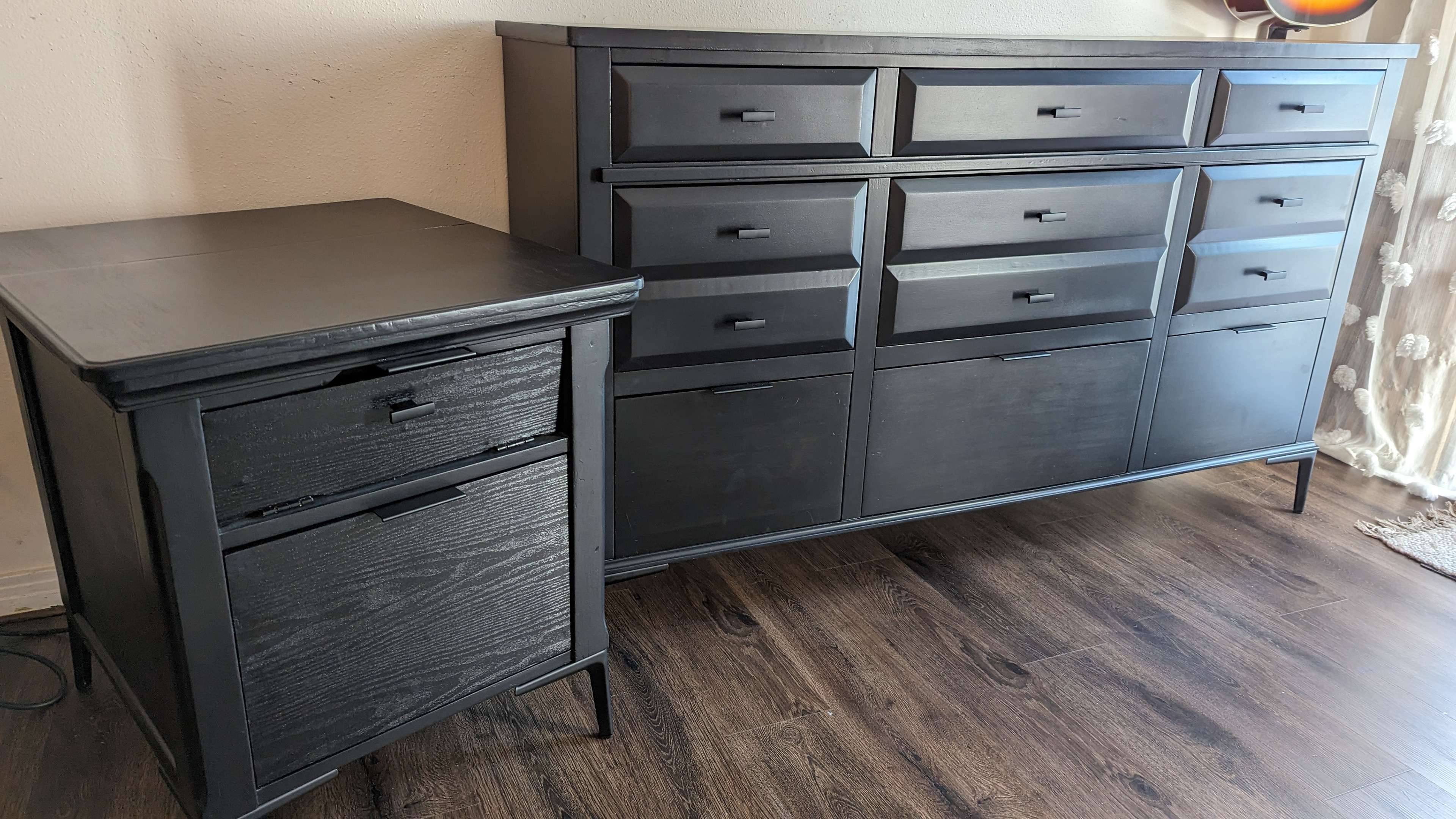 "Coal Black" from Fusion Mineral Paint - 9 Drawer Dresser & Filing Cabinet