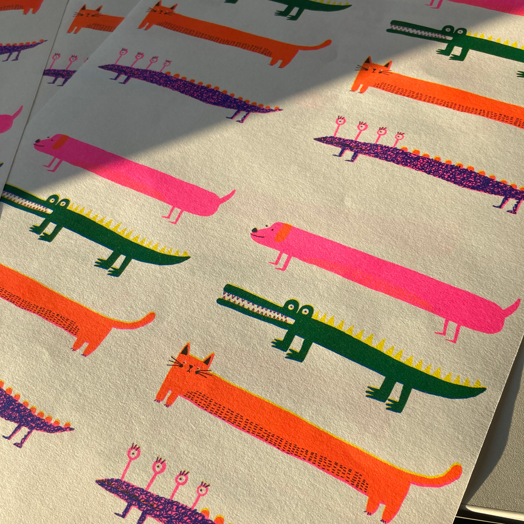 Long Characters riso print