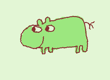 Hippo on wiggly paint
