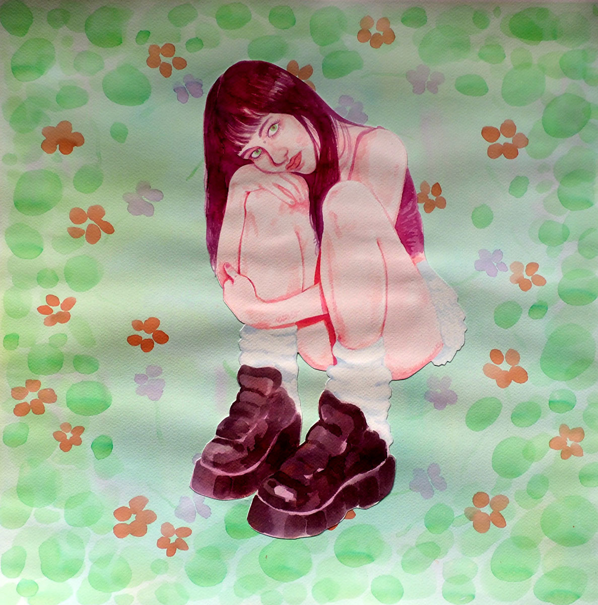 Self-portrait-by-Sharney-Hayes-watercolour-on-coldpress-paper-50x50cm